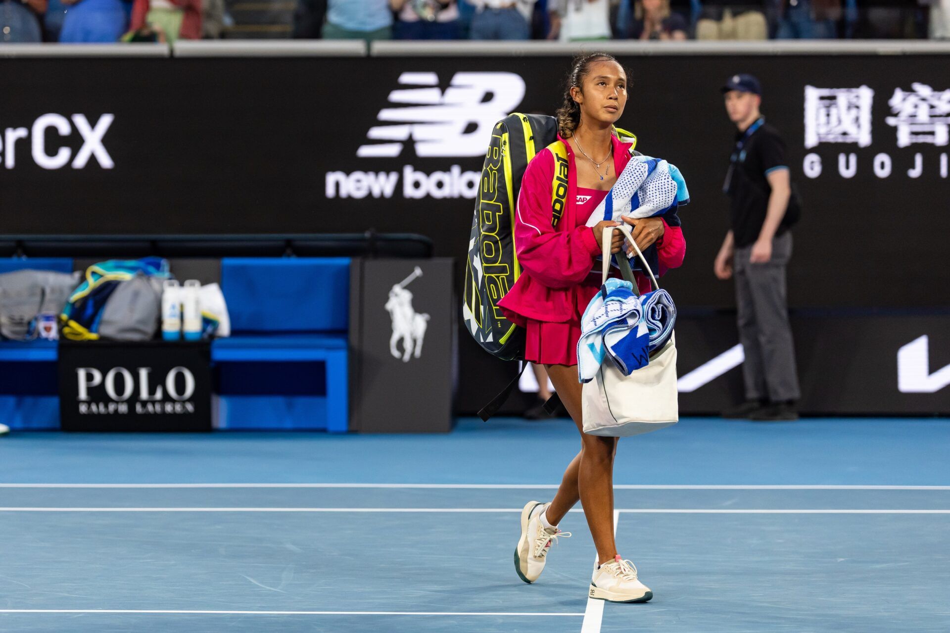 Leylah Fernandez of Canada after her match against Coco Gauff of United States of America in the third round of the women's singles at the 2025 Australian Open at Melbourne Park.