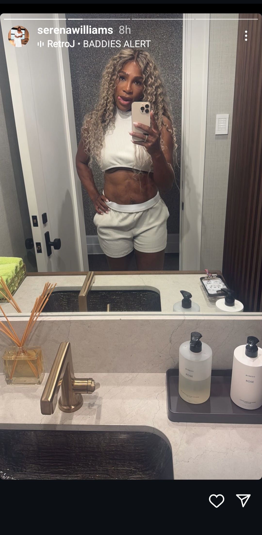 Screen grab of Serena Williams' Instagram story