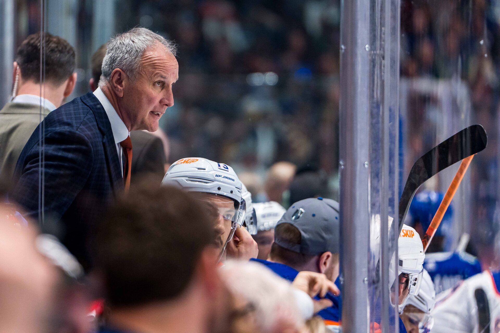 Edmonton Oilers assistant coach Paul Coffey on the bench against the Edmonton Oilers during the third period in game two of the second round of the 2024 Stanley Cup Playoffs at Rogers Arena.
