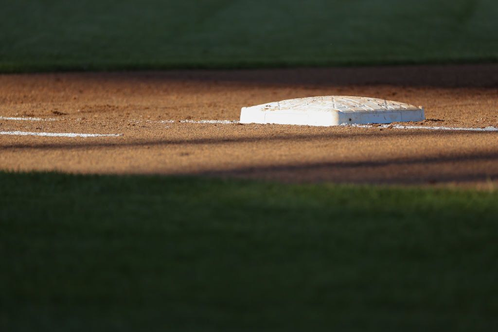 OMAHA, NE - JUNE 24: First base is seen during the game between the LSU Tigers and the Florida Gators during the Division I Men’s Baseball Championship held at Charles Schwab Field on June 24, 2023 in Omaha, Nebraska. (Photo by C. Morgan Engel/NCAA Photos via Getty Images)