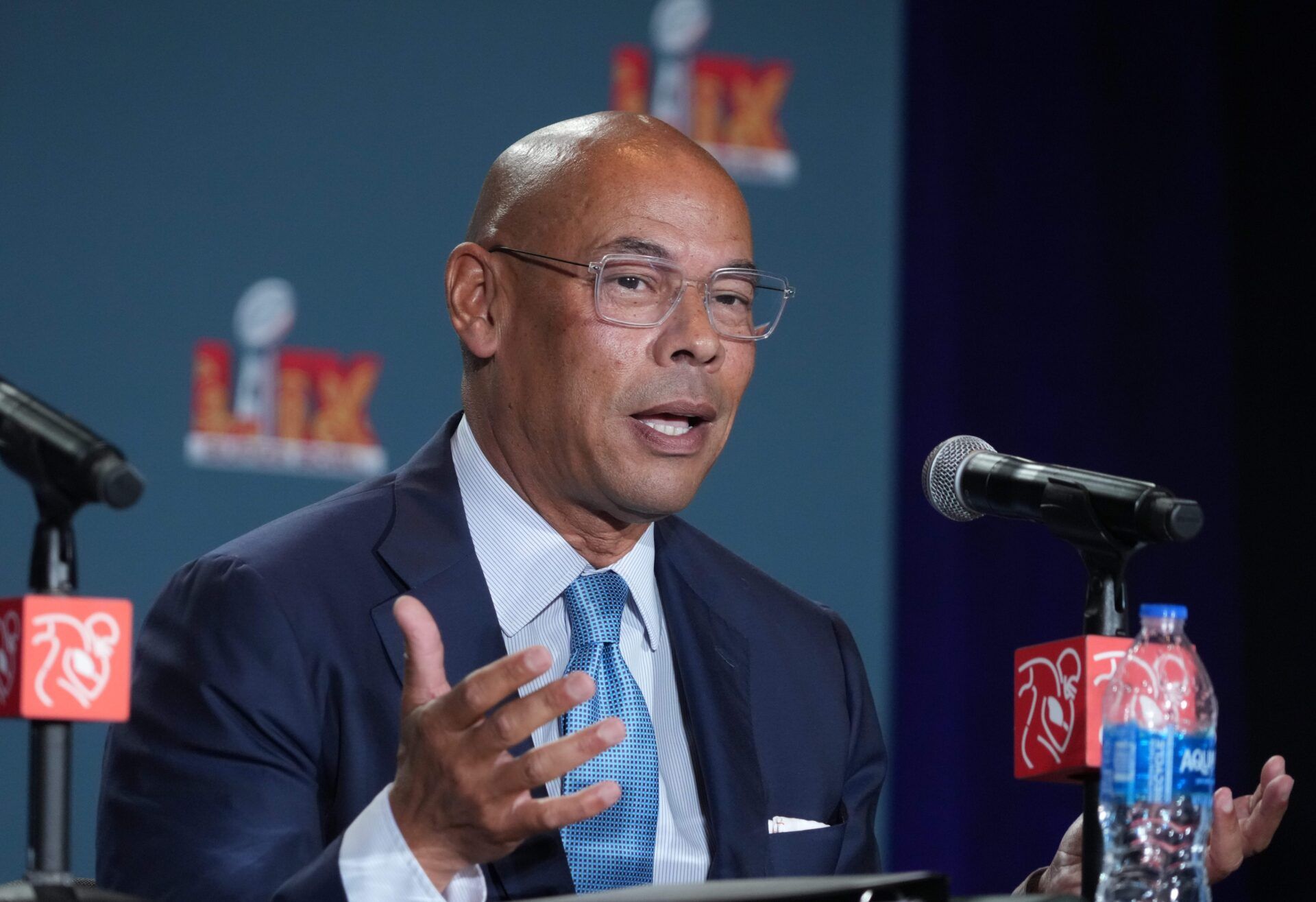 NFLPA executive director Lloyd Howell during the NFLPA press conference in advance of Super Bowl LIX at the New Orleans Convention Center.