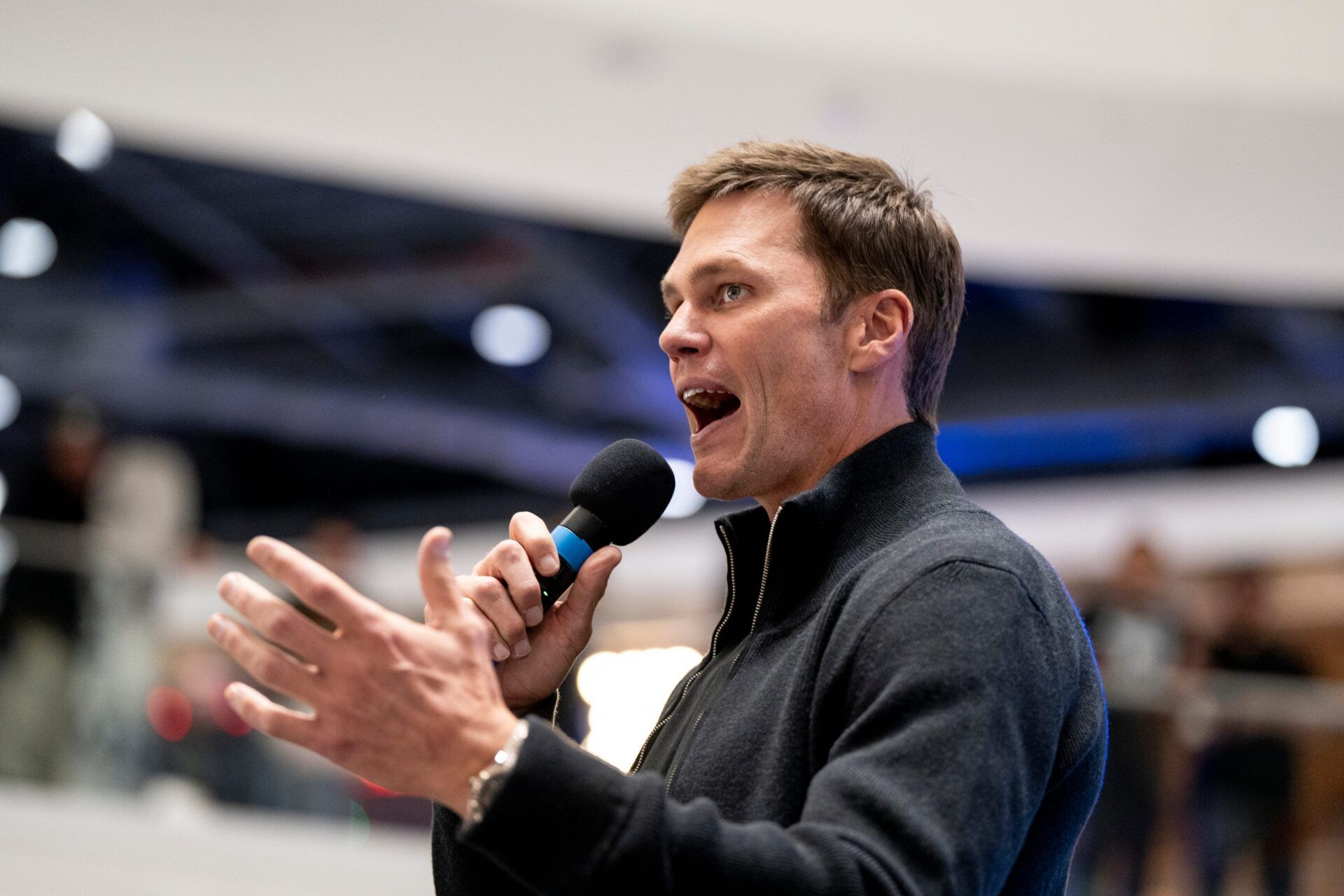 Tom Brady appears at American Dream for the grand opening of Card Vault by Tom Brady, a sports card and memorabilia retailer, East Rutherford, Friday, Apr. 11, 2025.