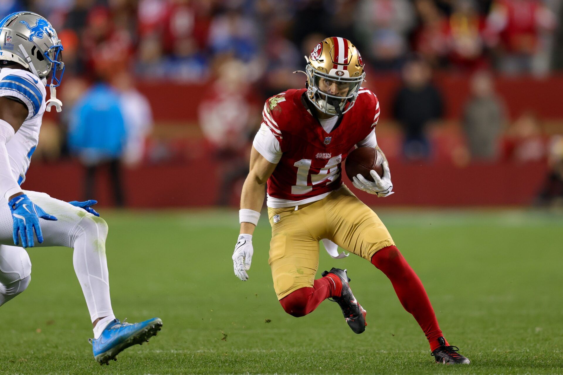 San Francisco 49ers wide receiver Ricky Pearsall (14) during the game against the Detroit Lions at Levi's Stadium.