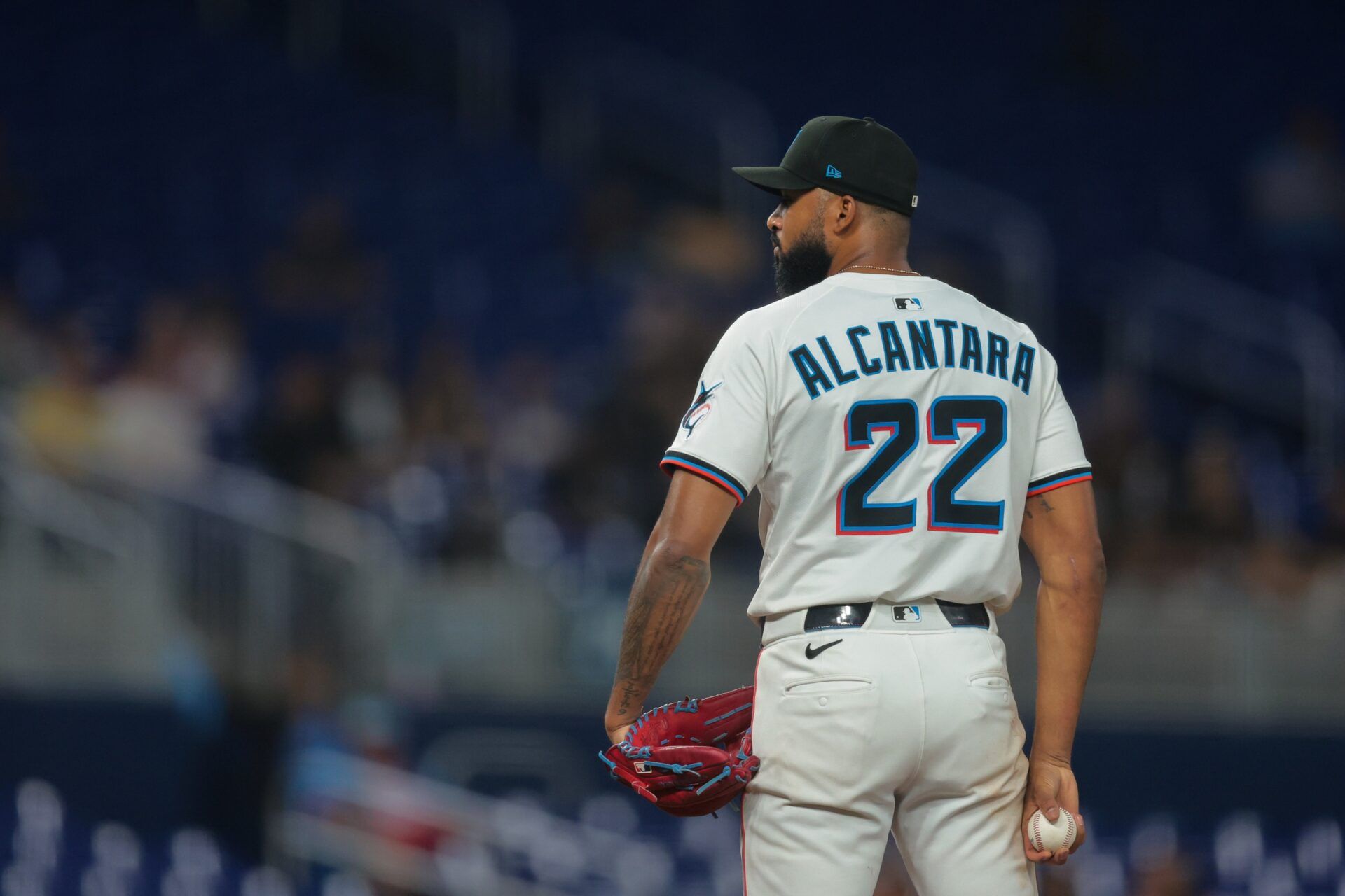 Miami Marlins starting pitcher Sandy Alcantara (22) pitches against the Colorado Rockies during the sixth inning at loanDepot Park.