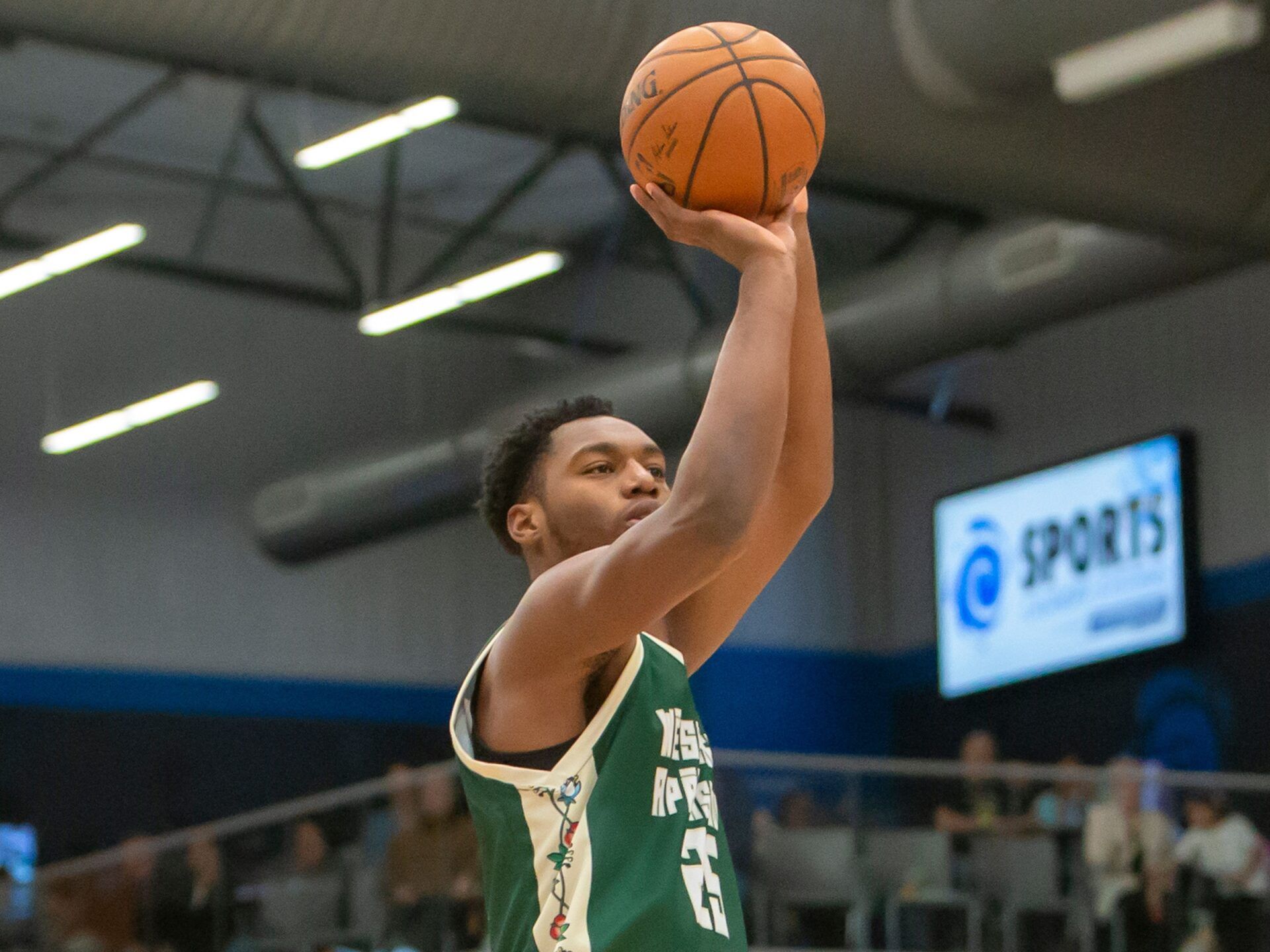 Brandon McCoy of the Wisconsin Herd shoots a 3-pointer at Menominee Nation Arena on Friday, November 16, 2018.

Osh 111618 Wiherd 17 Jm