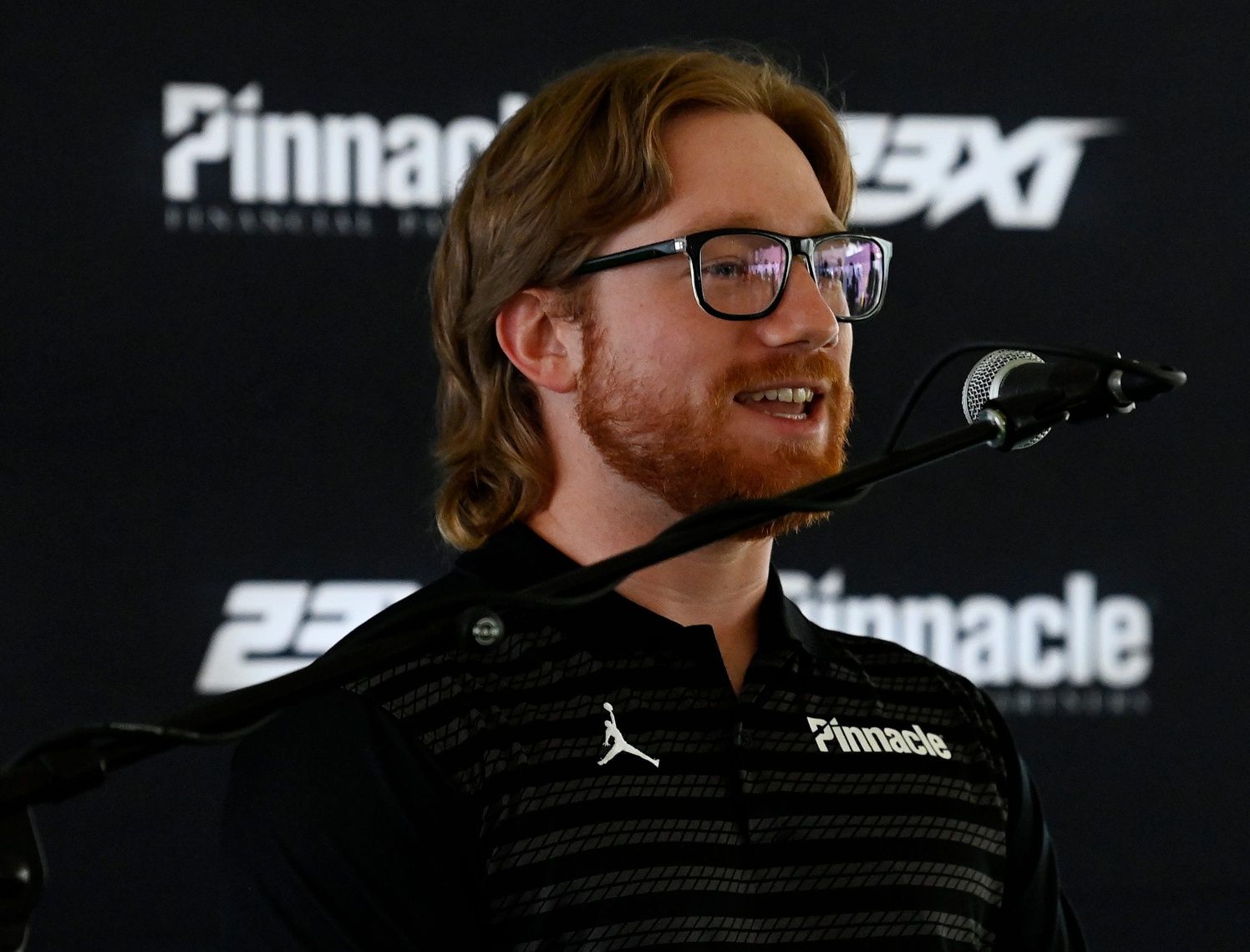 NASCAR driver Tyler Reddick speaks during a Pinnacle Financial Partners and 23XI Racing announcement at The Pinnacle at Nashville Yards Tuesday, May 20, 2025, in Nashville, Tenn. The financial institution and racing team will be involved in the NASCAR Cup Series race at Nashville Super Speedway on June 1.