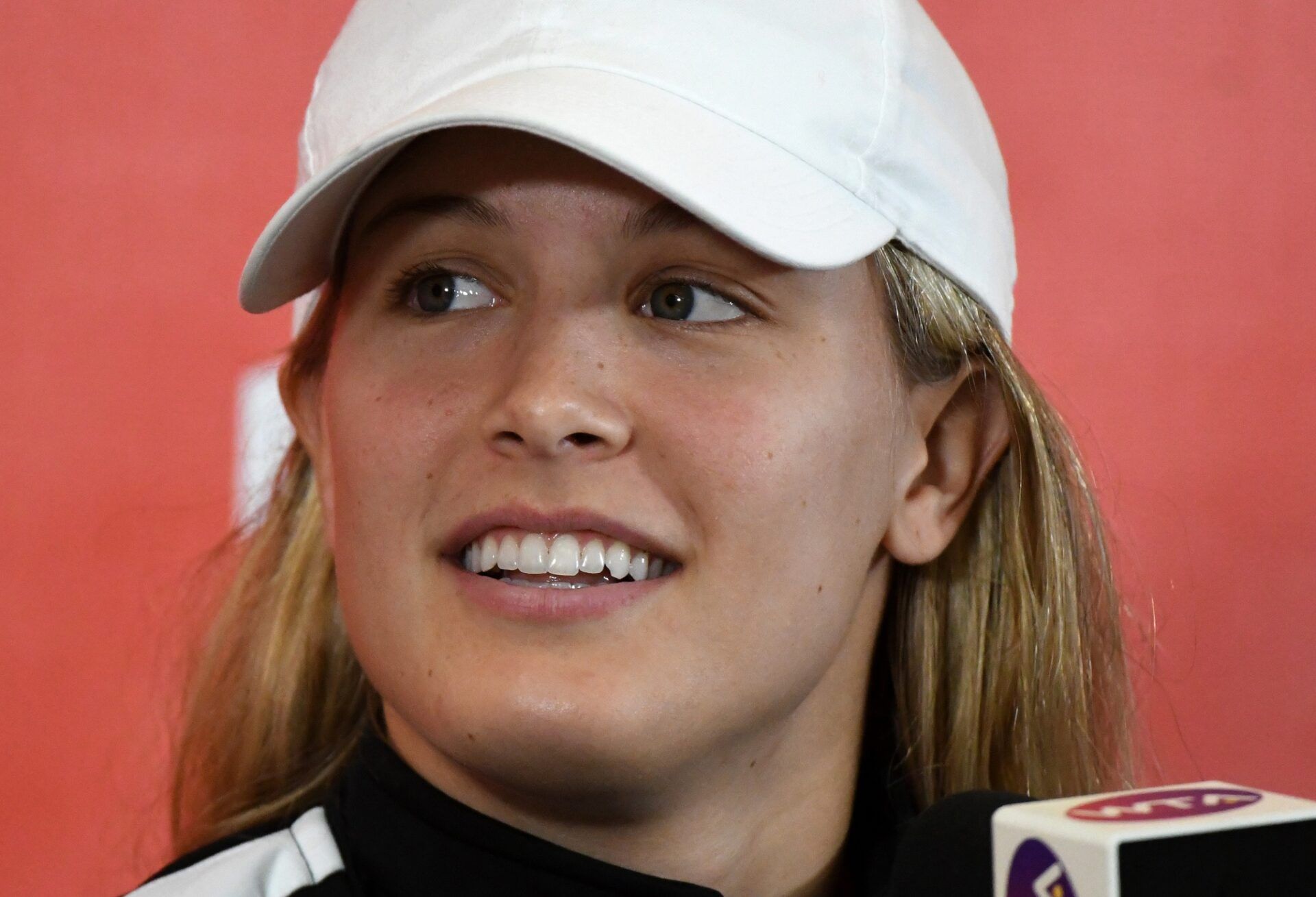 Eugenie Bouchard of Canada speaks to the media during a media conference at the Rogers Cup tennis tournament at Aviva Centre.
