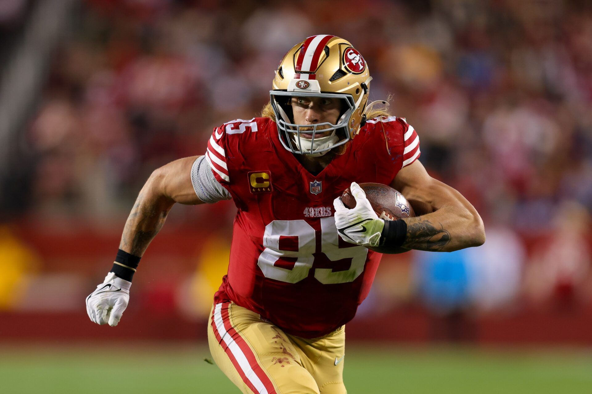 San Francisco 49ers tight end George Kittle (85) during the game against the Detroit Lions at Levi's Stadium.