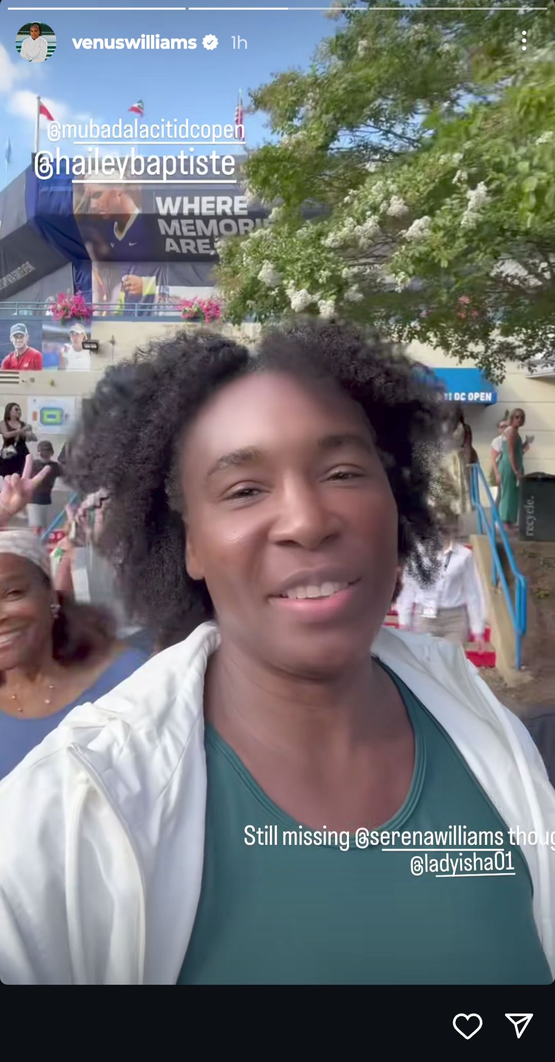 Screen grab of Venus Williams' Instagram story