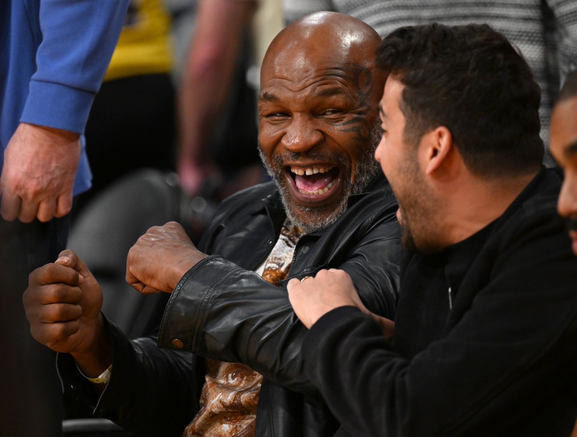 Former boxer Mike Tyson attends the game between the Los Angeles Lakers and the New Orleans Pelicans at Crypto.com Arena.