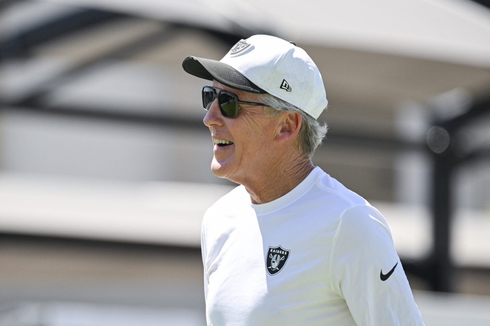 Las Vegas Raiders head coach Pete Carroll looks on during Las Vegas Raiders Minicamp at Intermountain Health Performance Center.