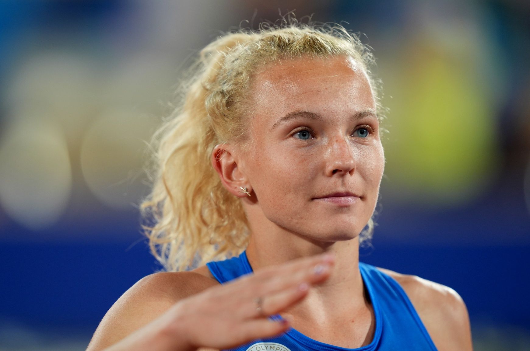 Katerina Siniakova (CZE) celebrates after winning the mixed doubles gold medal match against China during the Paris 2024 Olympic Summer Games at Stade Roland Garros.