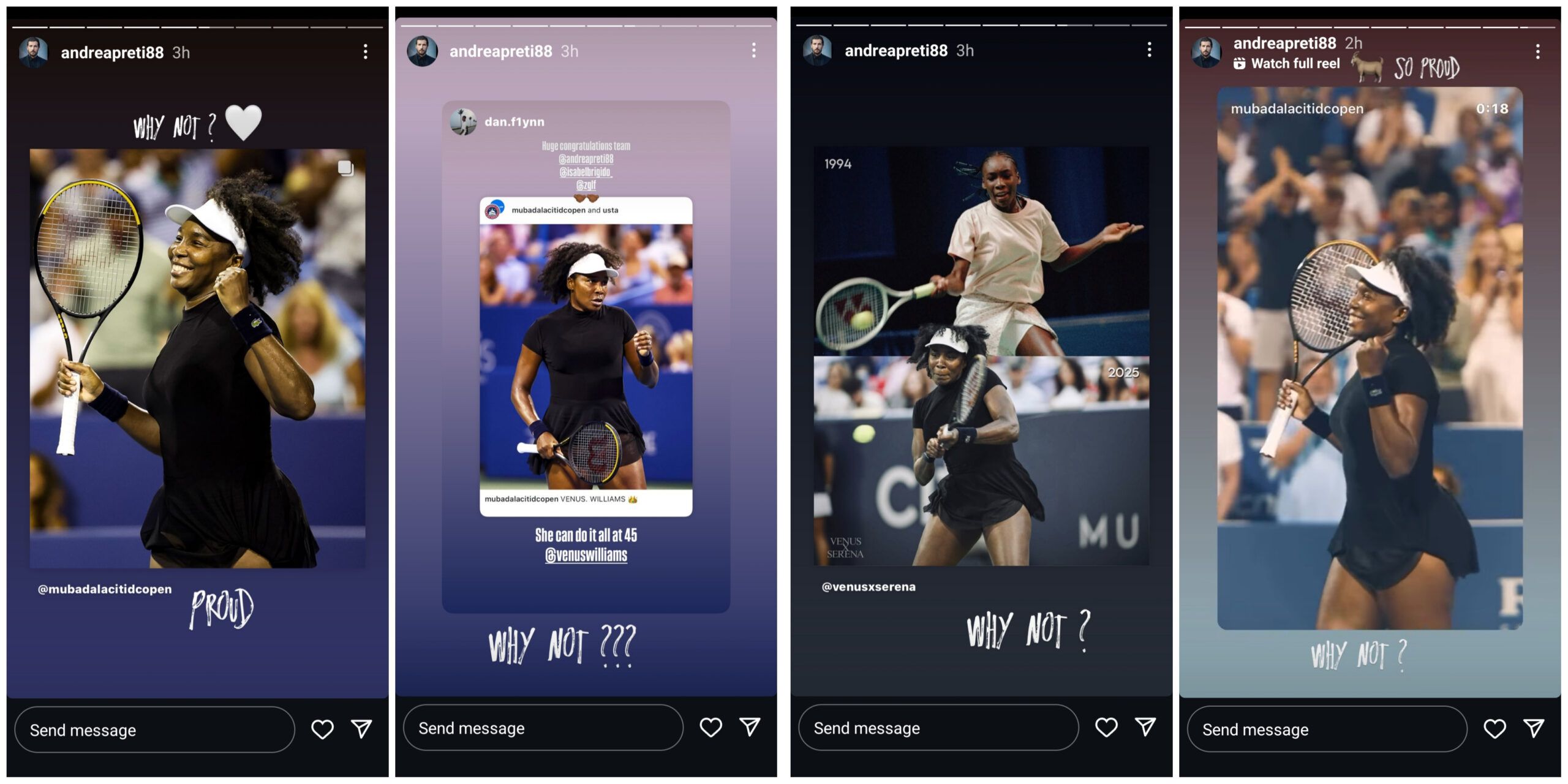 Screen grab of Venus Williams' fiance Andrea Preti's Instagram stories