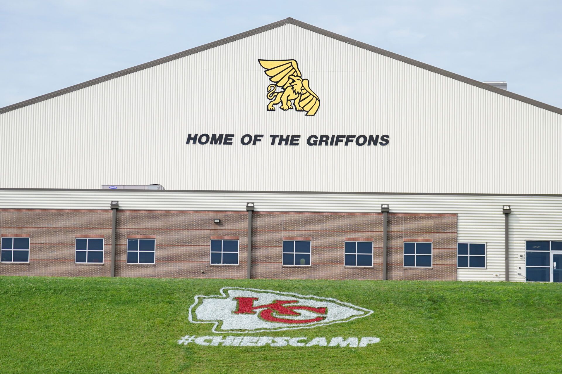 A general view of the Kansas City Chiefs training camp logo during training camp at Missouri Western State University.