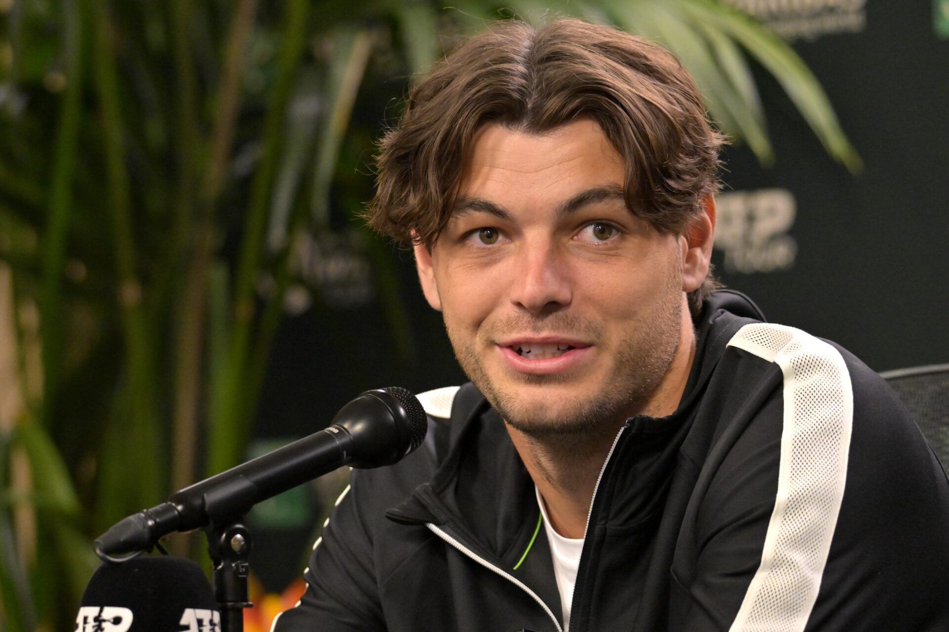 Taylor Fritz (USA) answers questions from the media during a press conference during the BNP Paribas Open at the Indian Wells Tennis Garden.