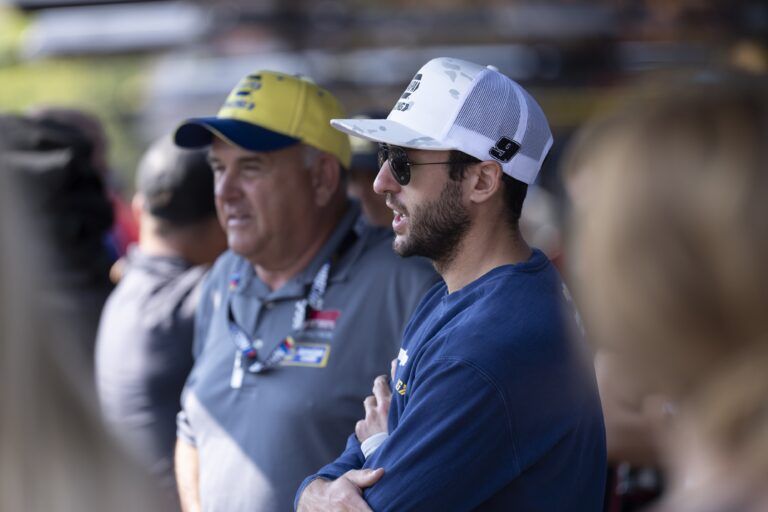 NASCAR Cup Series driver Chase Elliott (9) speaks to fans before the start of Cup Practice at Sonoma Raceway.