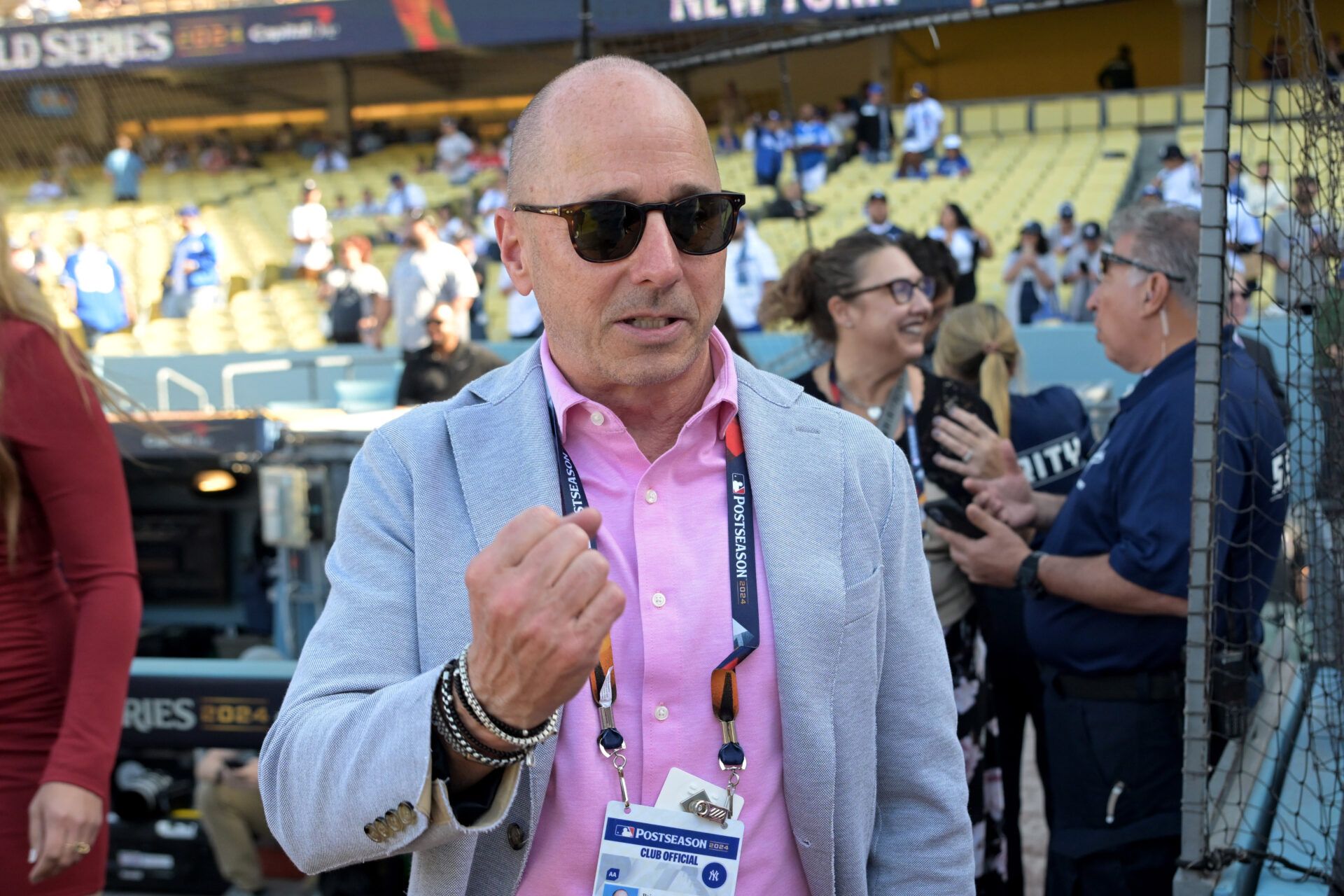 New York Yankees general manager Brian Cashman before game one against the Los Angeles Dodgers the 2024 MLB World Series at Dodger Stadium.