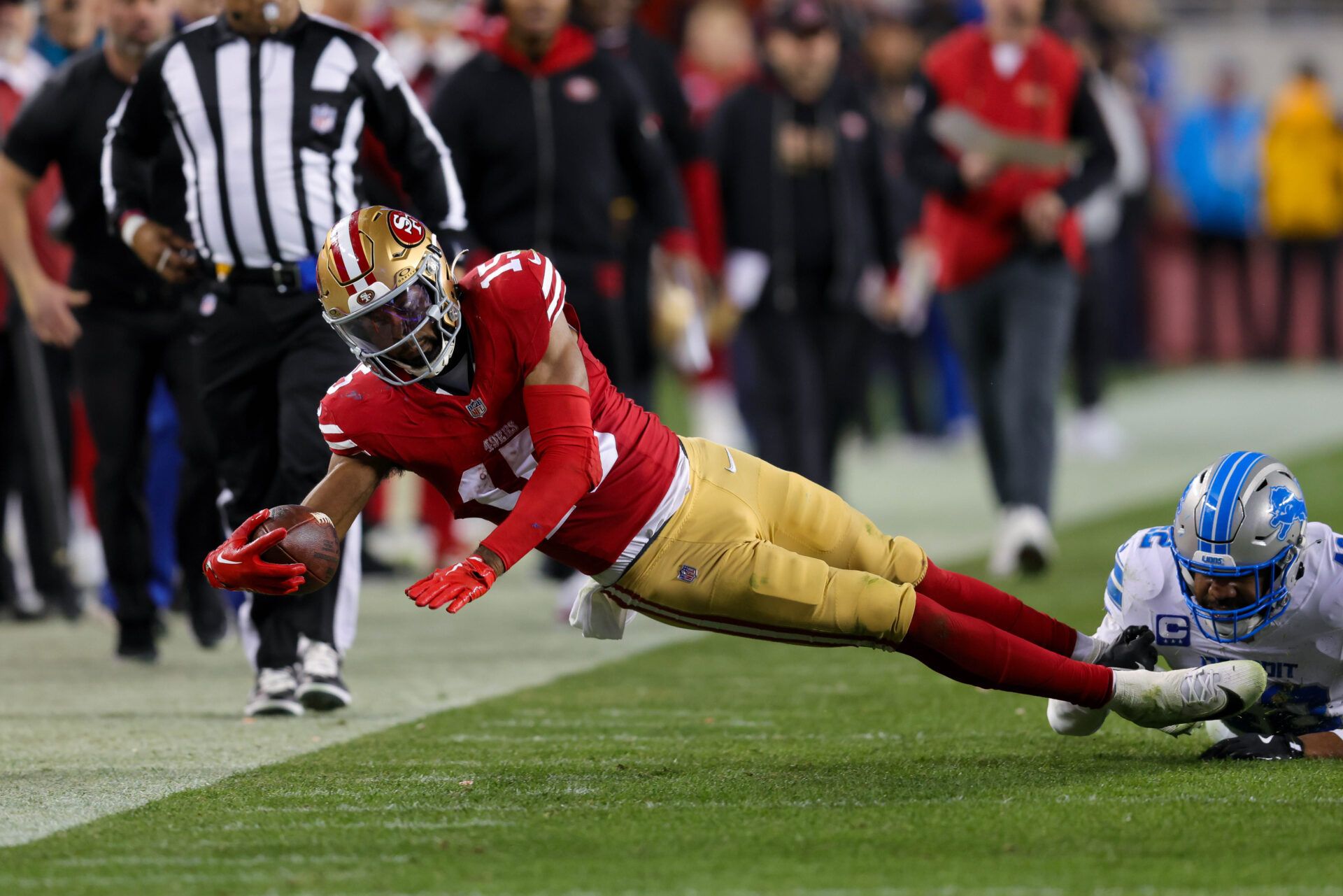 San Francisco 49ers wide receiver Jauan Jennings (15) during the game against the Detroit Lions at Levi's Stadium.