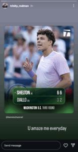 Ben Shelton’s Girlfriend Trinity Rodman Reveals Her Feelings in 4 Words