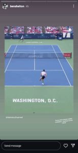 Screengrab of Ben Shelton's Instagram stories (@benshelton)