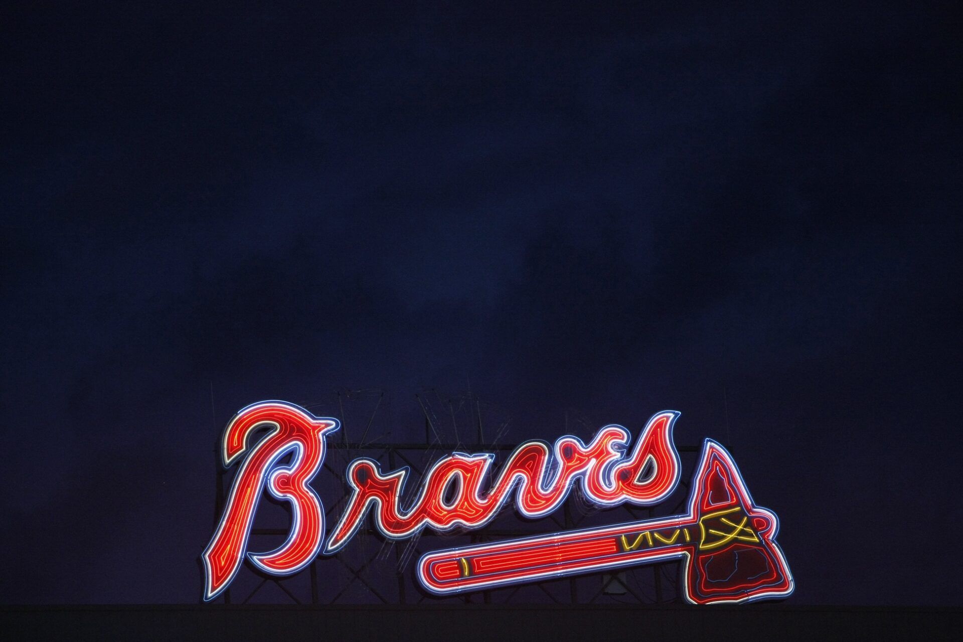Atlanta Braves logo in the fourth inning against the Arizona Diamondbacks at Turner Field.