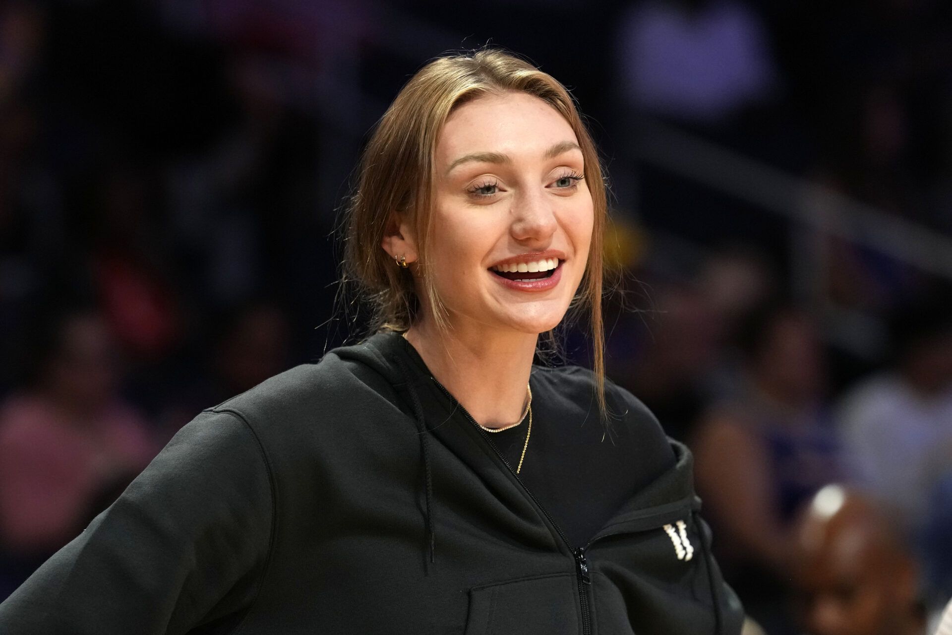 LA Sparks forward Cameron Brink watches during the game against the Seattle Storm at Crypto.com Arena.