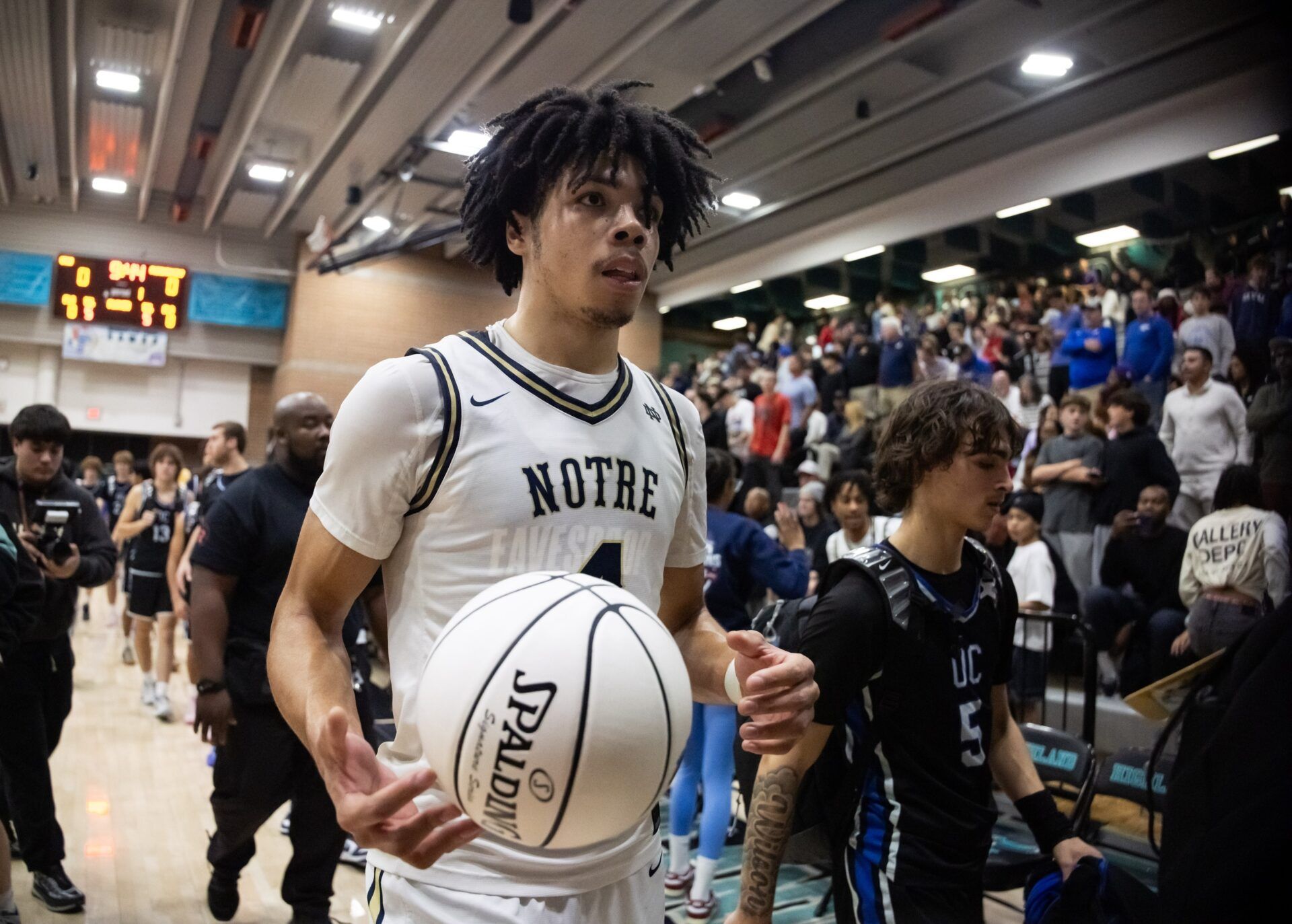 Notre Dame High School (CA) forward Tyran Stokes (4) against Sandra Day O'Connor (AZ) during the Hoophall West High School Invitational at Highland High School.