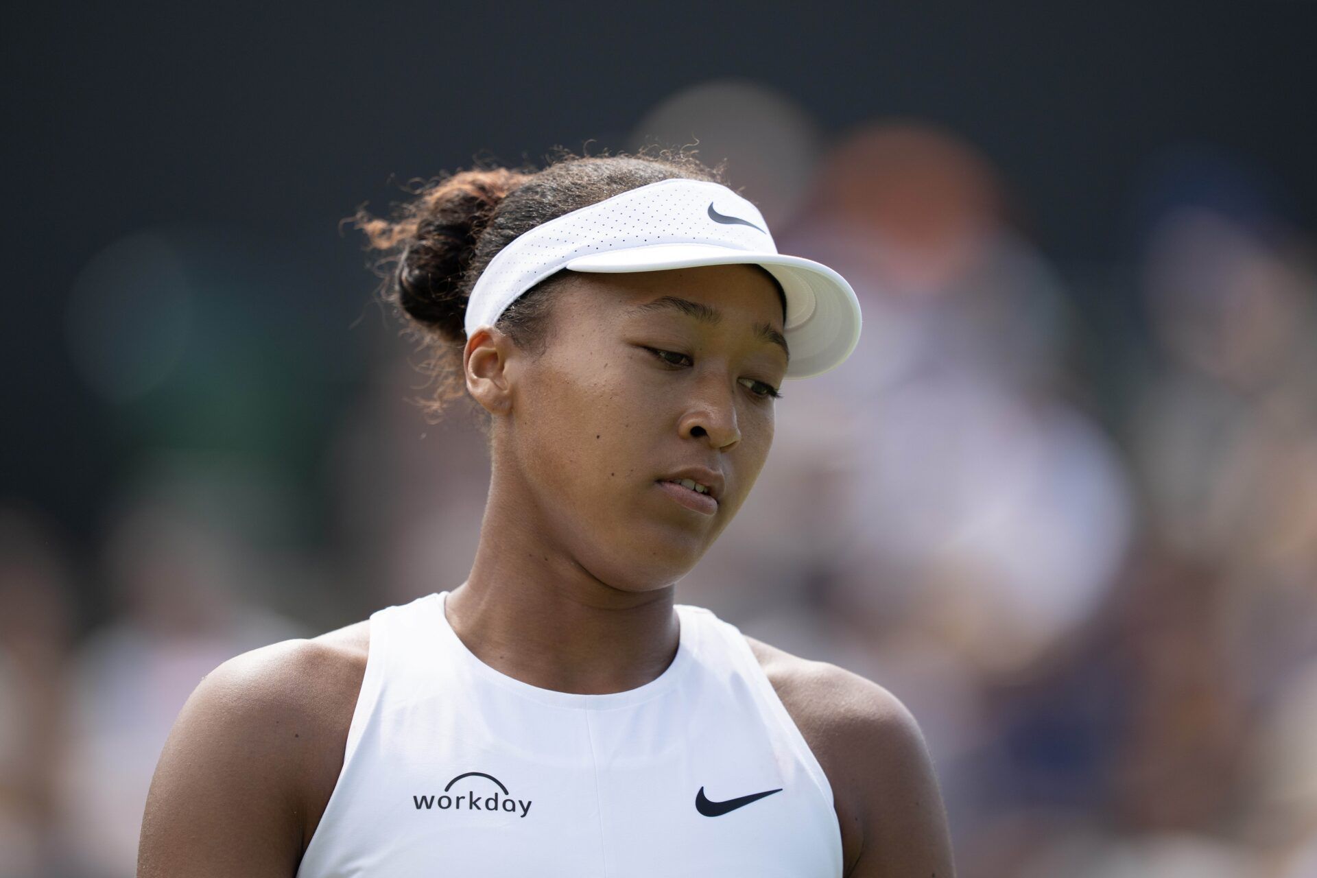 Naomi Osaka of Japan during her match against Anastasia Pavlyuchenkova on day five at the All England Lawn Tennis and Croquet Club.