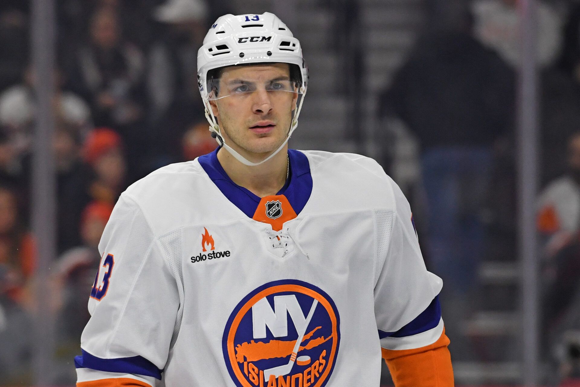 New York Islanders center Mathew Barzal (13) against the Philadelphia Flyers at Wells Fargo Center.