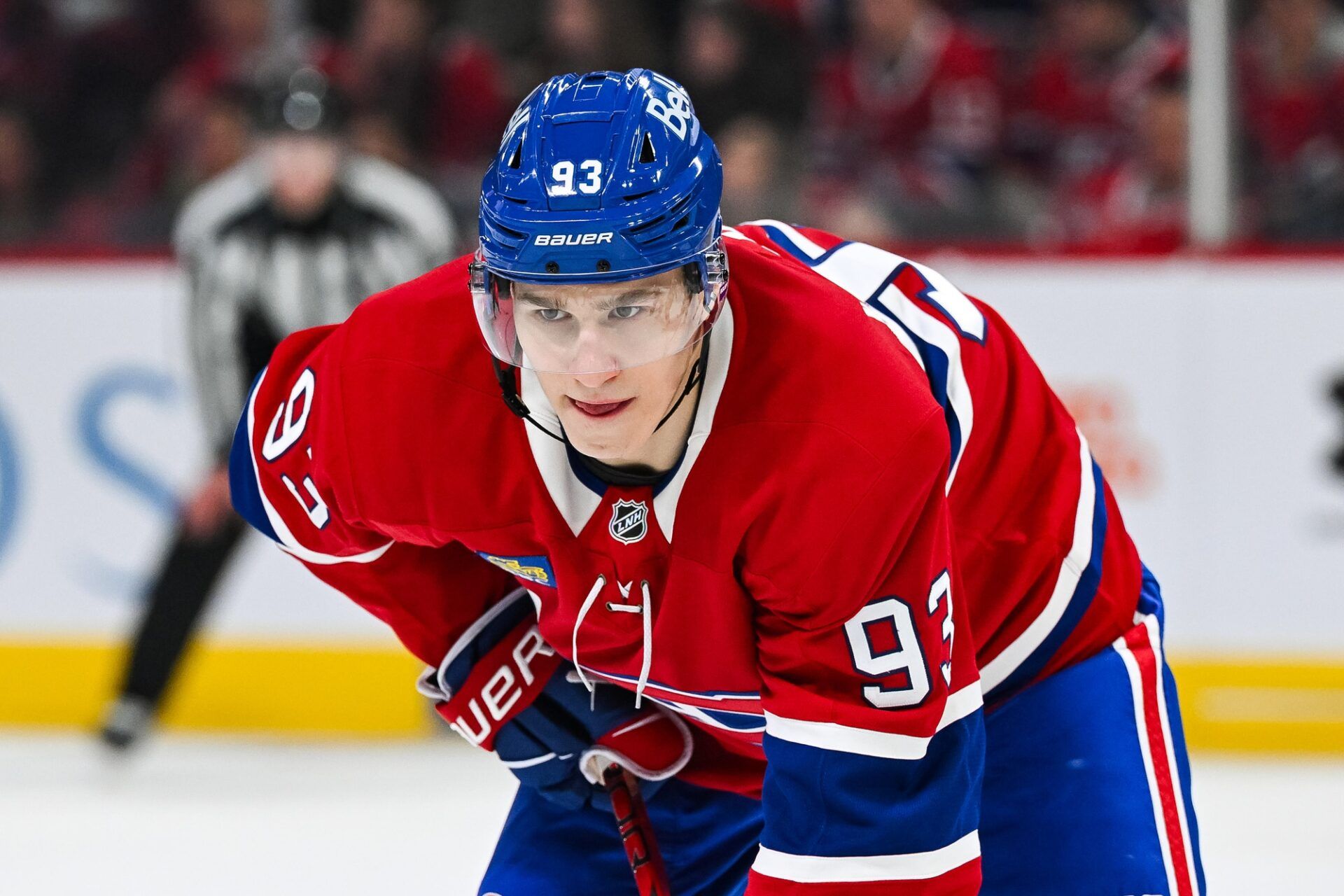 Montreal Canadiens right wing Ivan Demidov (93) waits for a face-off against the Carolina Hurricanes in the third period at Bell Centre.