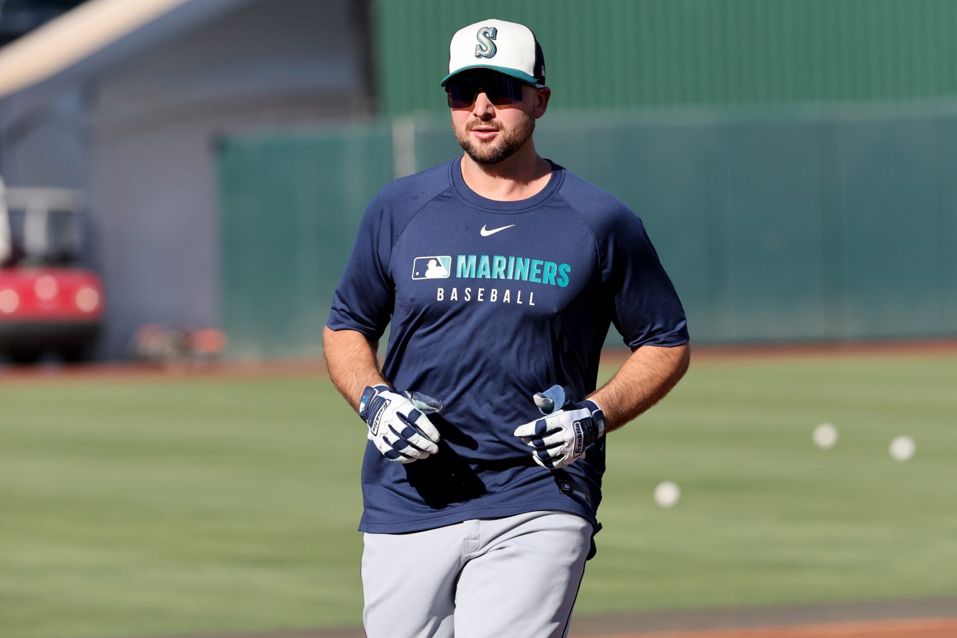 Seattle Mariners catcher Cal Raleigh (29) runs the bases before the game against the Athletics at Sutter Health Park.
