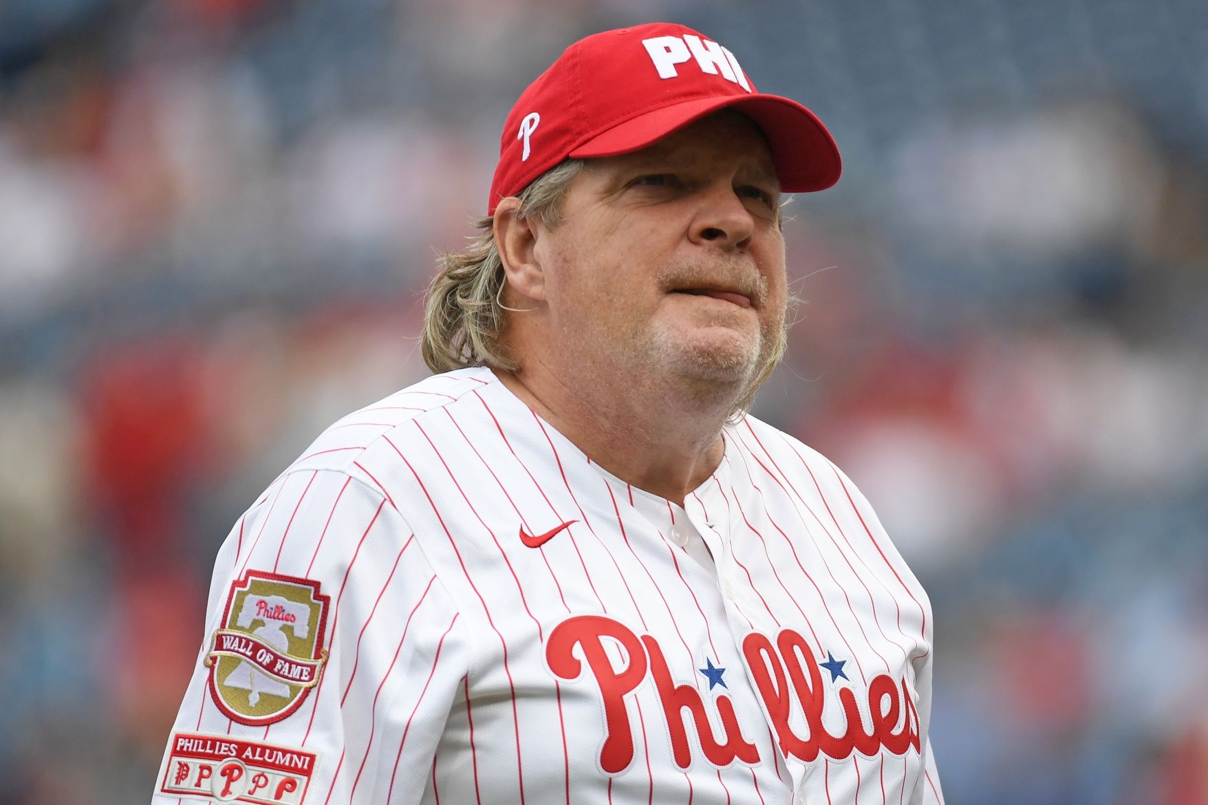 Former Philadelphia Phillies first baseman John Kruk during Phillies Alumni Weekend and the 20th anniversary of Citizens Bank Park before game against the Washington Nationals at Citizens Bank Park.