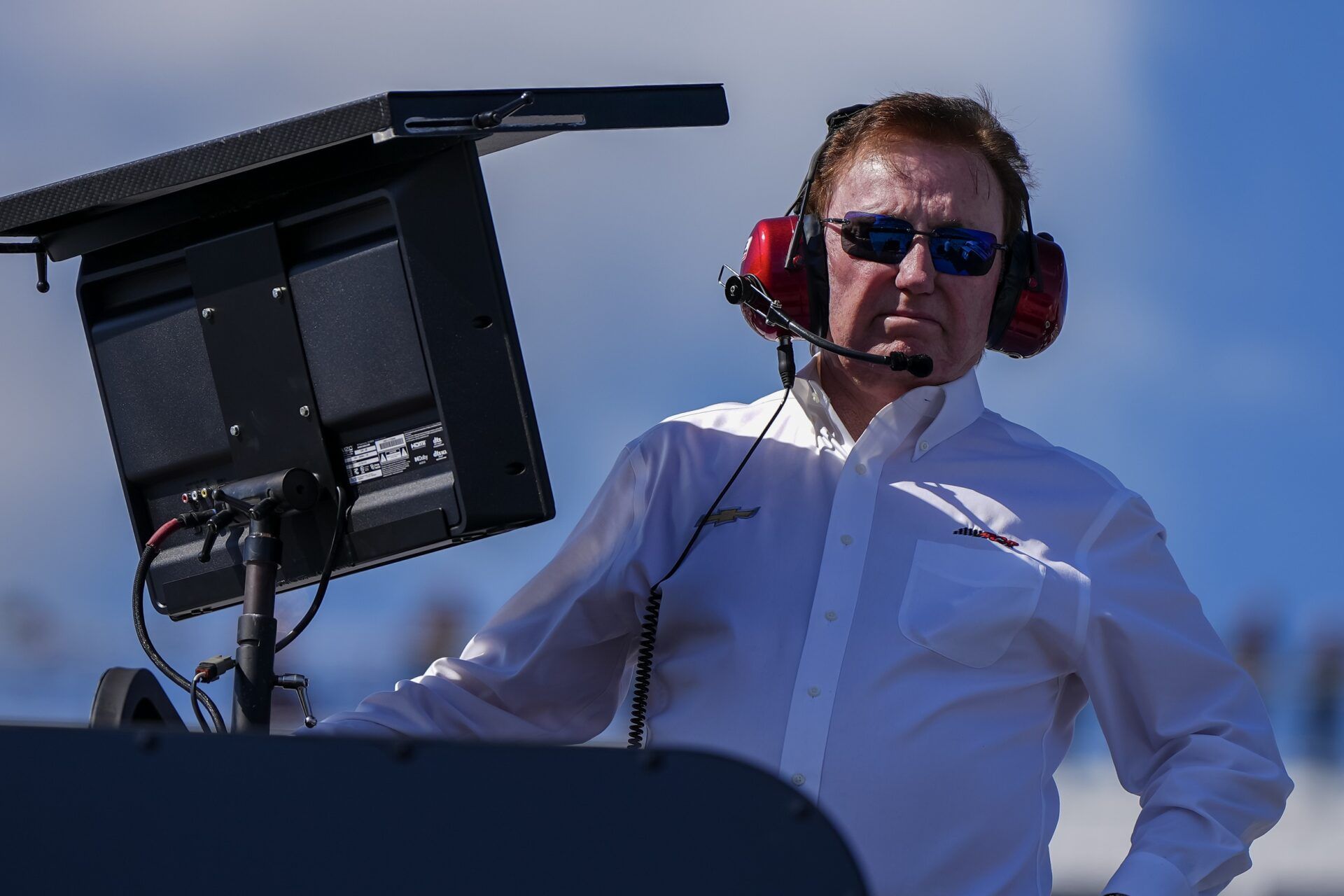 Richard Childress watches practice at Martinsville Speedway.
