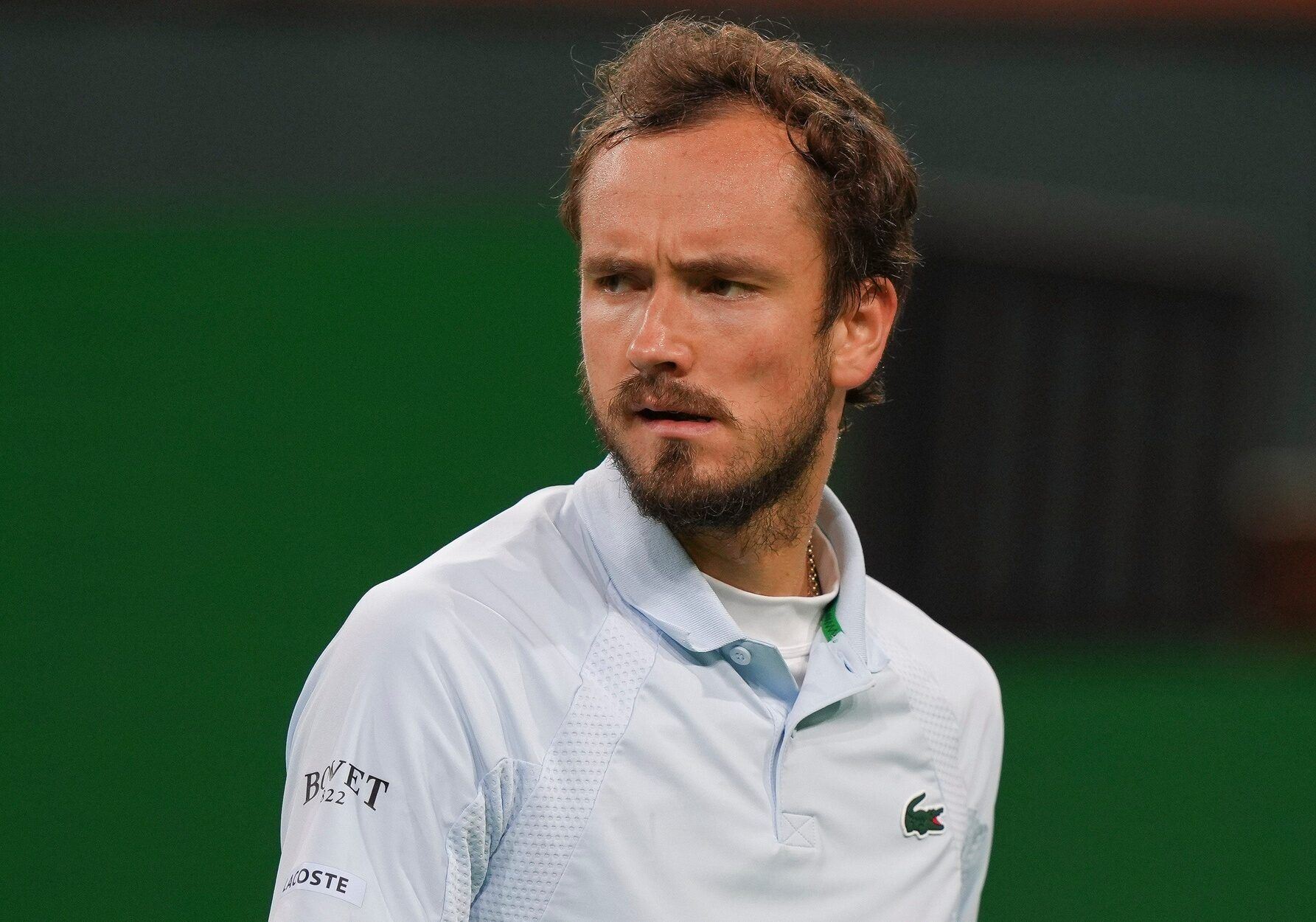 Daniil Medvedev gives an incredulous look during his win over Tommy Paul during Round 4 of the BNP Paribas Open in Indian Wells, Calif., March 11, 2025.