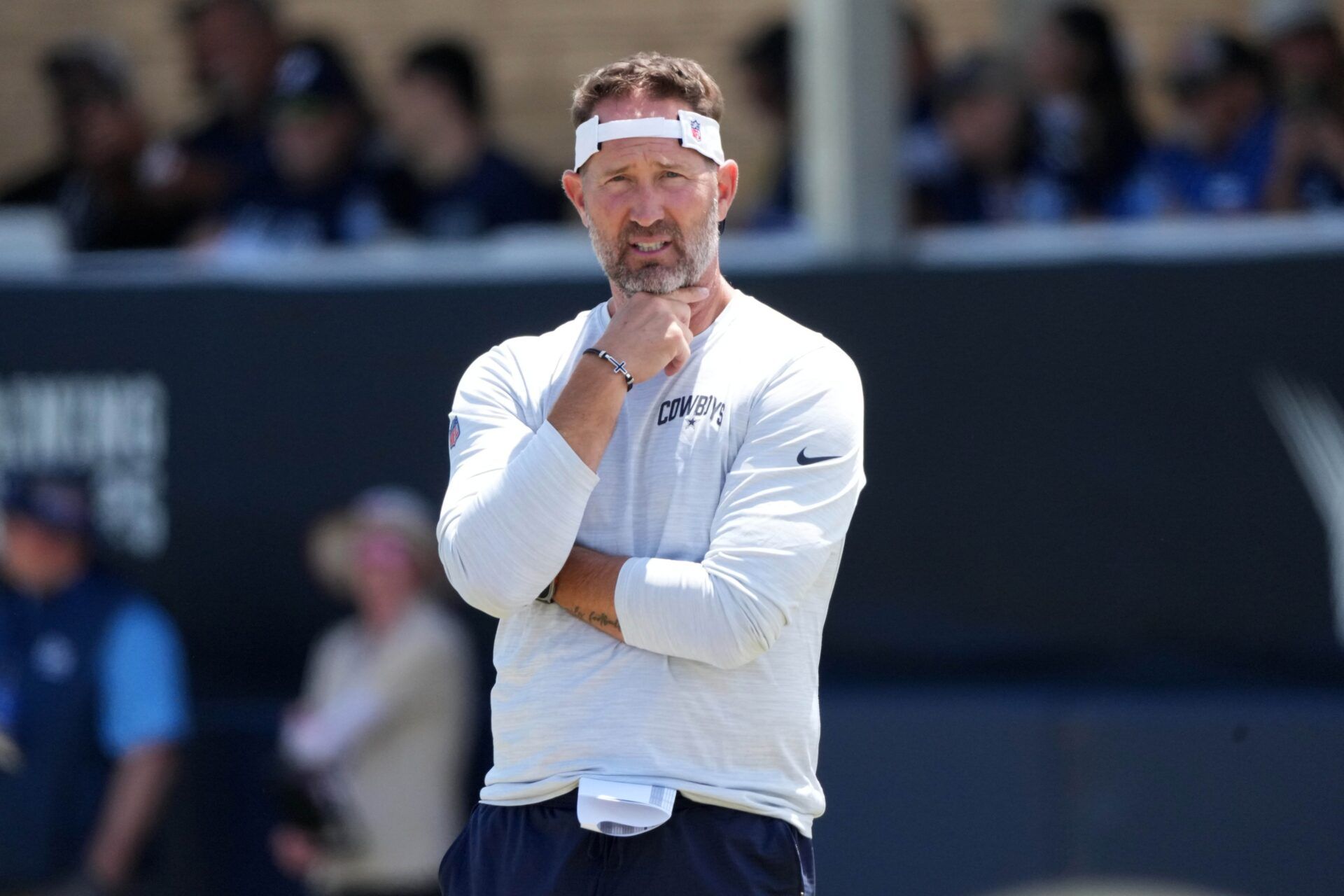 Dallas Cowboys coach Brian Schottenheimer at training camp at the River Ridge Fields.