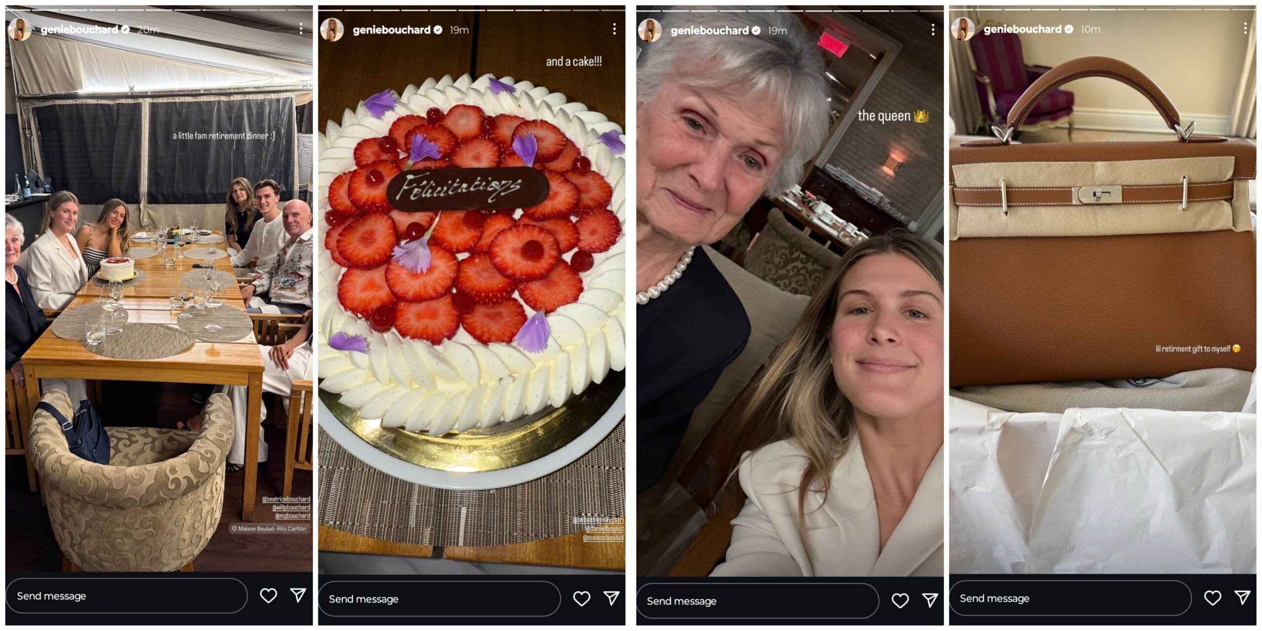 Screen grab of Eugenie Bouchard's Instagram stories
