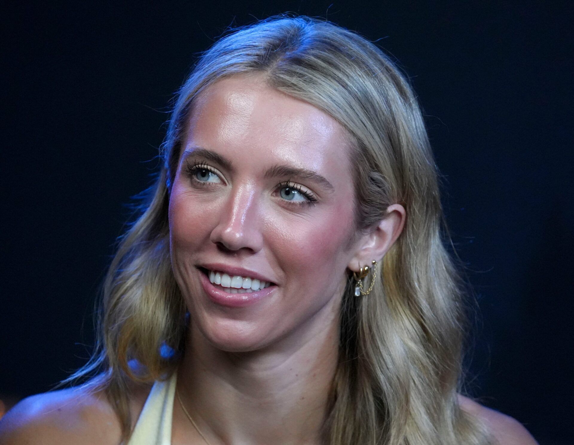 Indiana Fever guard Lexie Hull sits down for an interview during The Collective's WNBA All-Star VIP party on Friday, July 18, 2025, at The Bemberg in Indianapolis. Wasserman’s The Collective hosted the party in partnership with USA TODAY Studio IX and Ally.