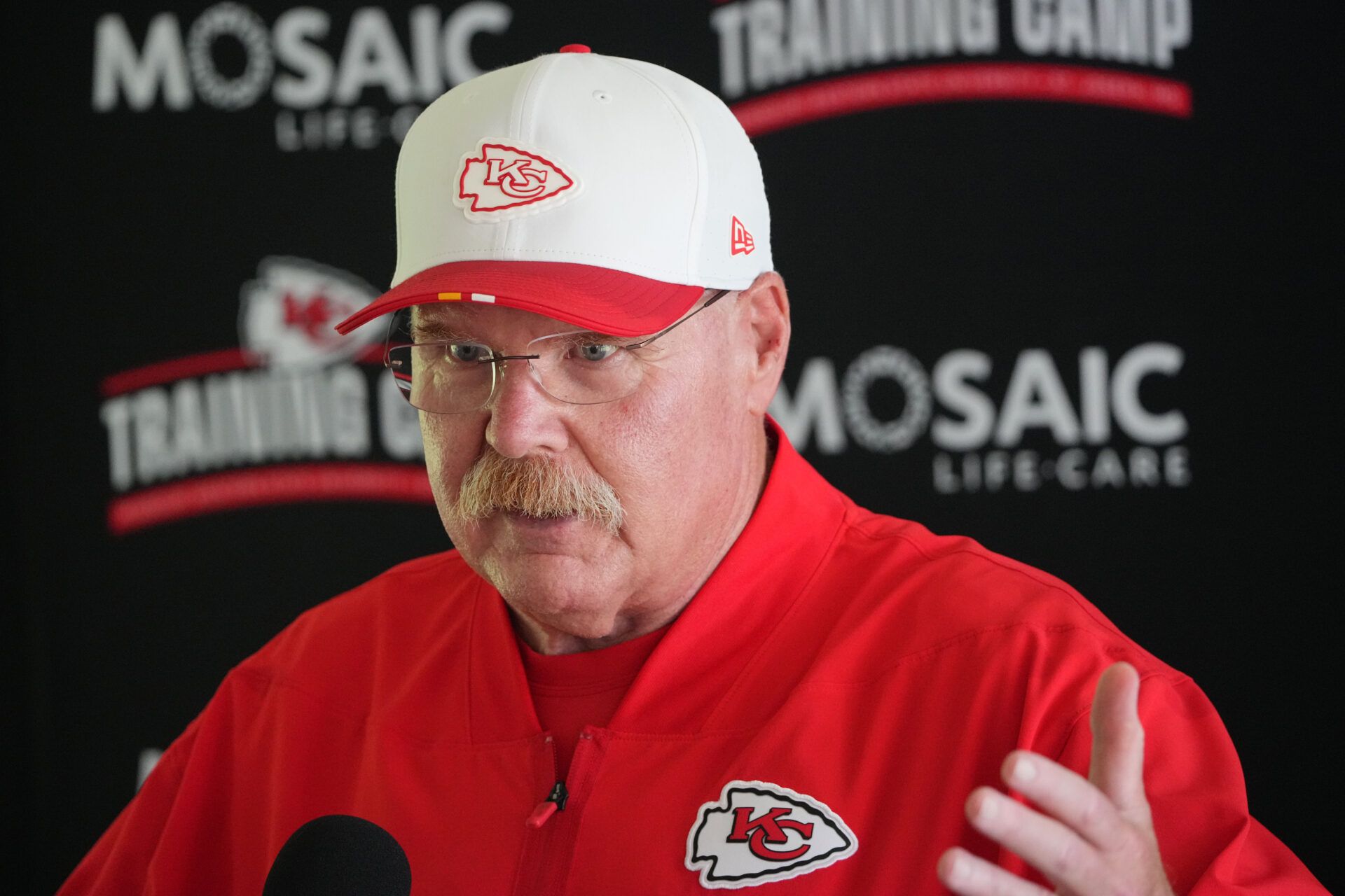 Kansas City Chiefs head coach Andy Reid speaks to media after training camp at Missouri Western State University.