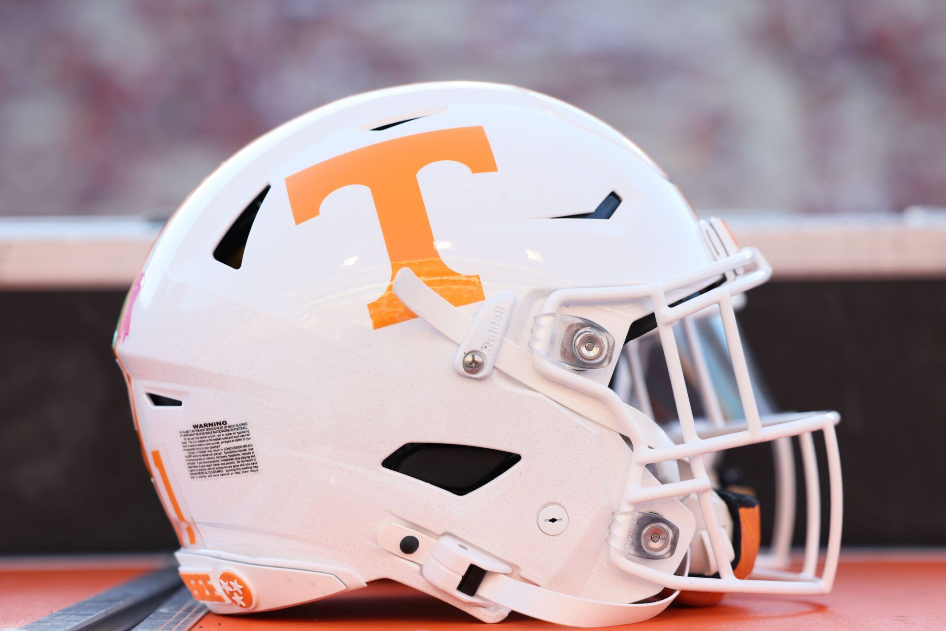 General view of a Tennessee Volunteers helmet prior to the game against the Arkansas Razorbacks at Donald W. Reynolds Razorback Stadium.