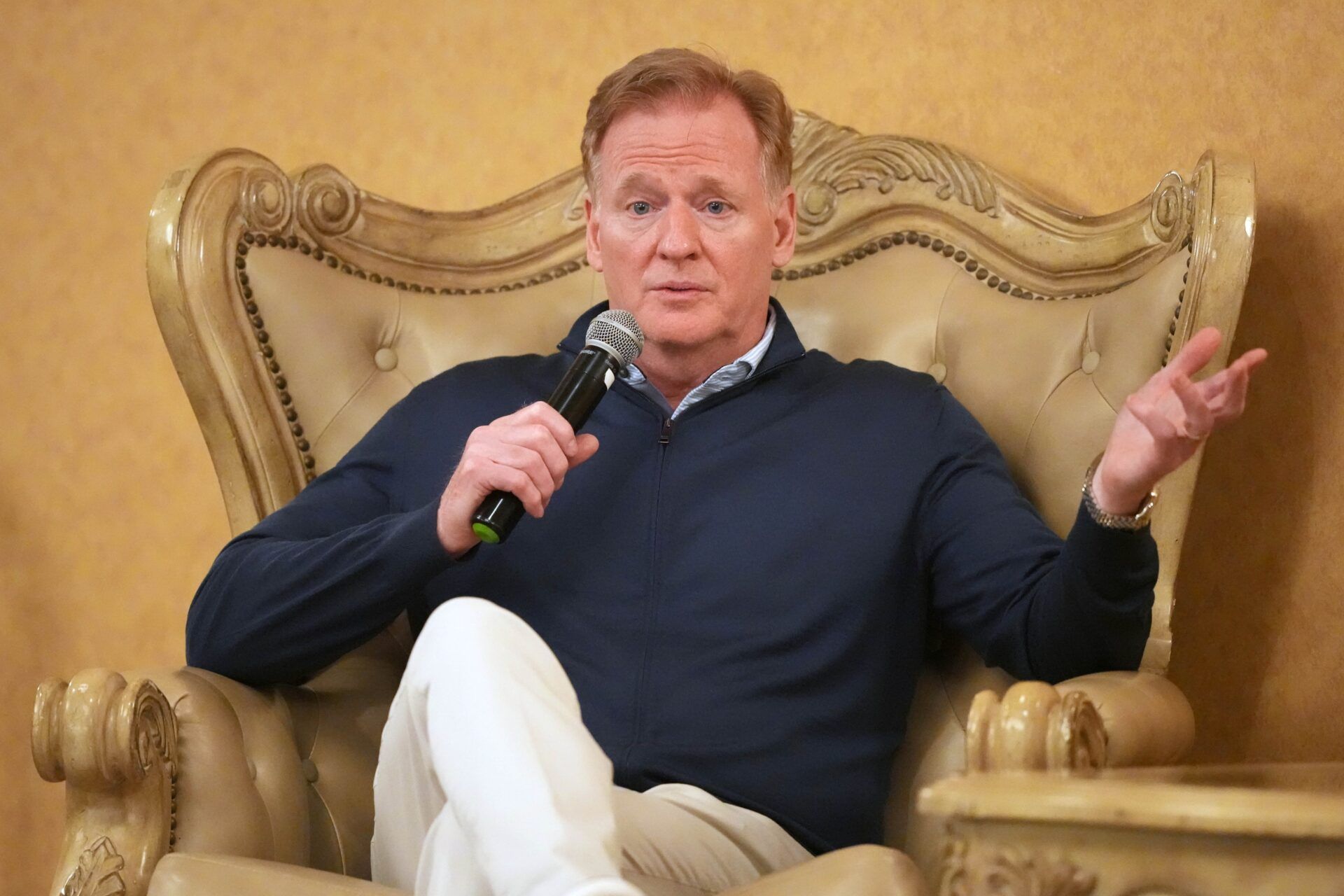 NFL commissioner Roger Goodell at the NFL Draft Fan Forum at the Tundra Lodge.