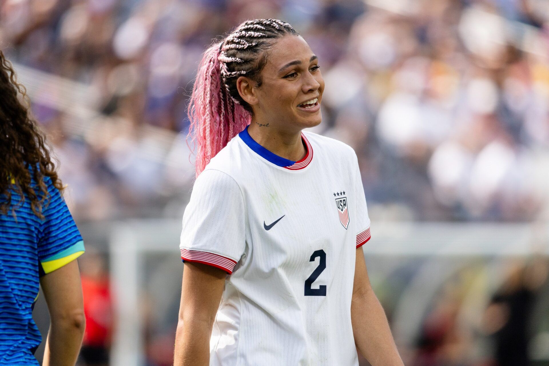 United States of America forward Trinity Rodman (2) against Brazil at SoFi Stadium.