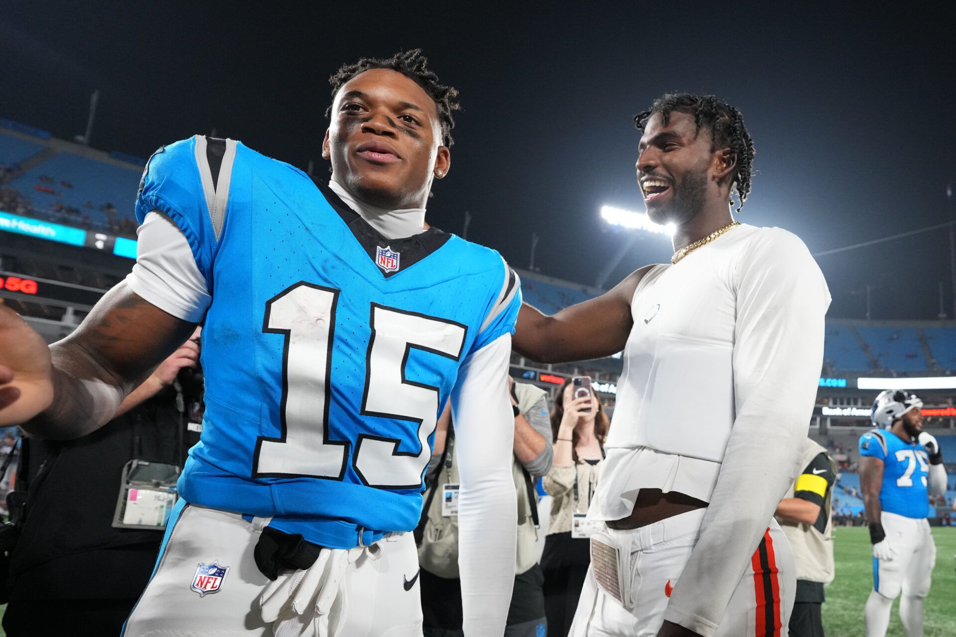 Colorado Stars Shedeur Sanders, Jimmy Horn Jr. Reunite in Wholesome Moment  After Browns-Panthers NFL Preseason Debut
