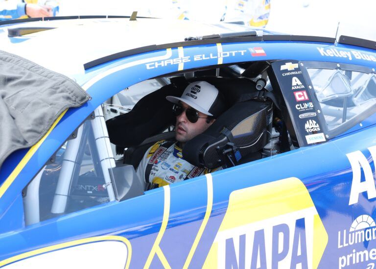 NASCAR Cup Series driver Chase Elliott (9) waits for the start of the Iowa Corn 350 at the Iowa Speedway.