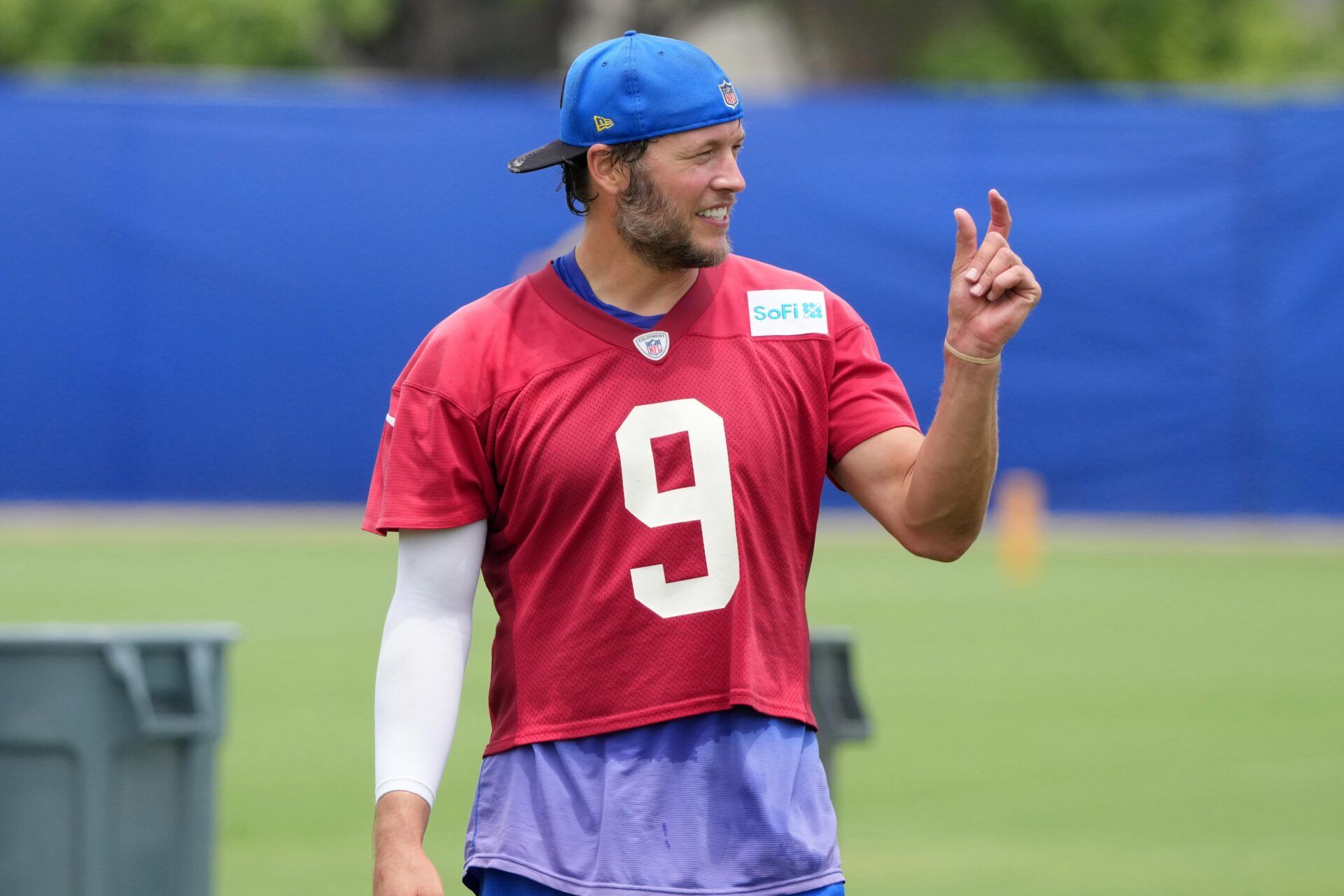 Los Angeles Rams quarterback Matthew Stafford (9) during organized team activities at Rams Practice Facility.