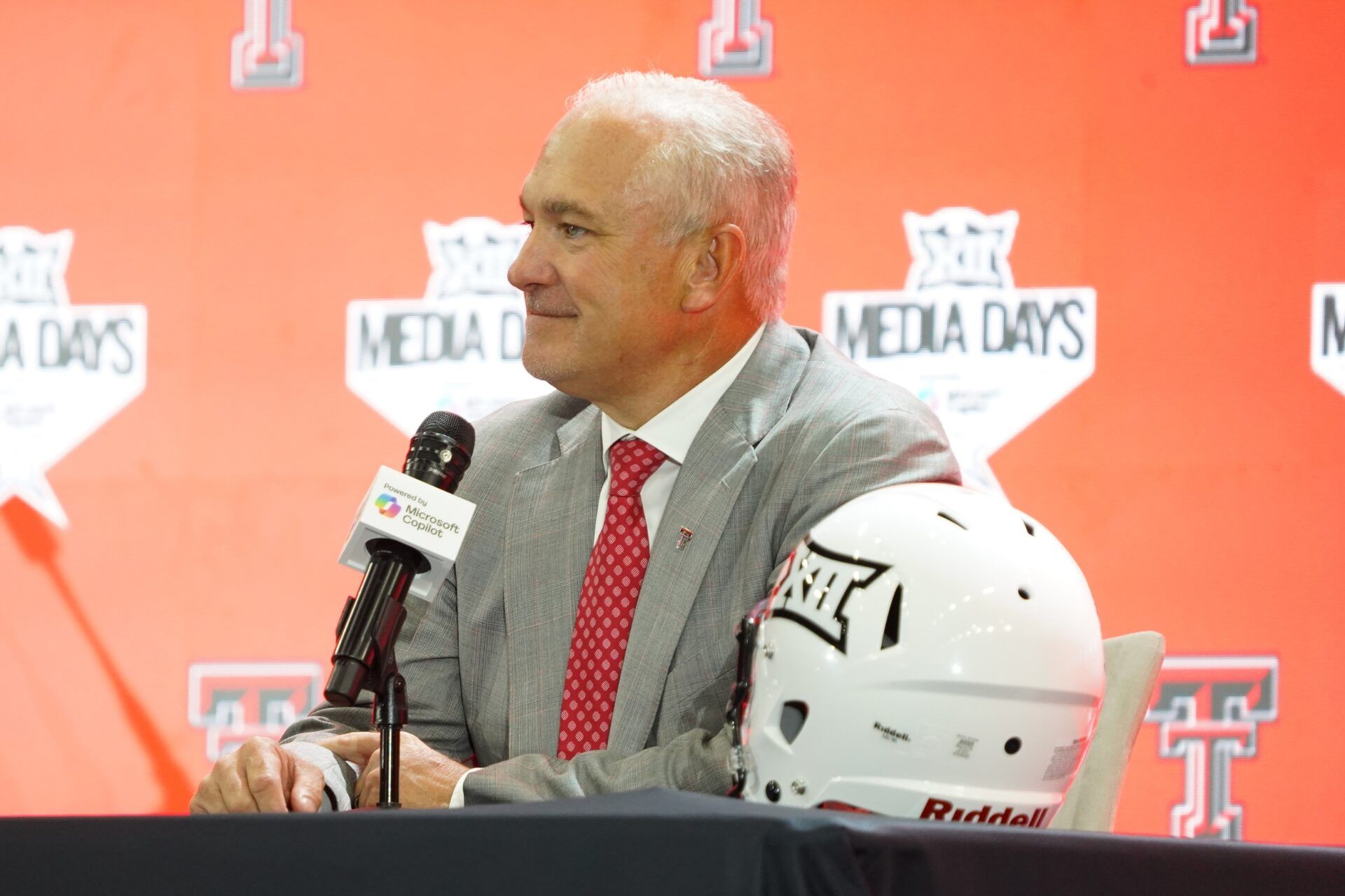 Texas Tech head coach Joey McGuire addresses the media during 2025 Big 12 Football Media Days at The Star.