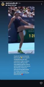 Screengrab of Danielle Collins' Instagram stories (@danimalcollins)