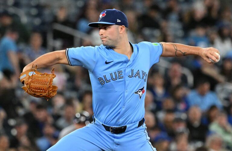 Toronto Blue Jays relief pitcher Mason Fluharty (68) delivers a pitch against the Boston Red Sox in the seventh inning at Rogers Centre.