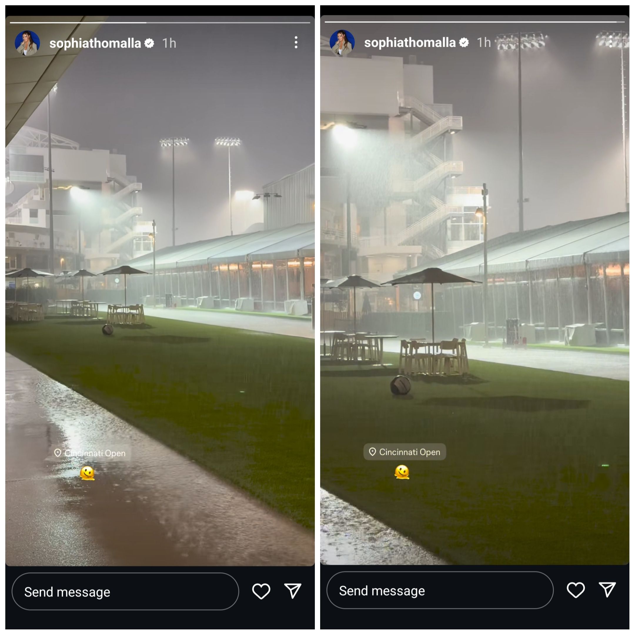 Alexander Zverev’s Girlfriend Sophia Thomalla Reacts to Being Stuck in Extreme Weather After Rain Halts His Cincinnati Match Screen grab of Alexander Zverev's girlfriend Sophia Thomalla's Instagram story