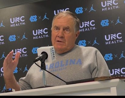 UNC football coach Bill Belichick during a preseason press conference on Aug. 6, 2025, inside the Kenan Football Center.