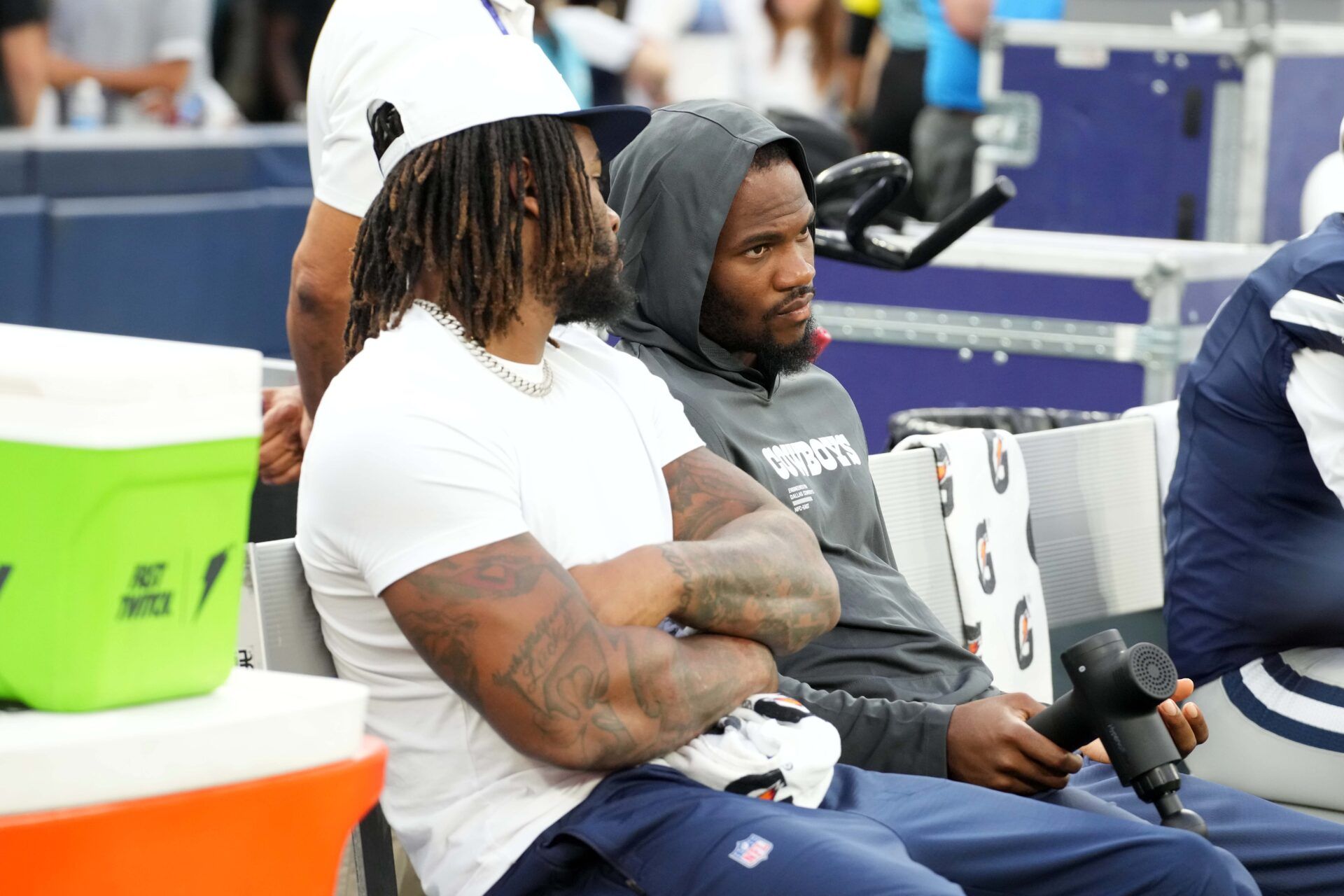 Dallas Cowboys defensive end Micah Parsons watches in the second half against the Los Angeles Rams at the SoFi Stadium.
